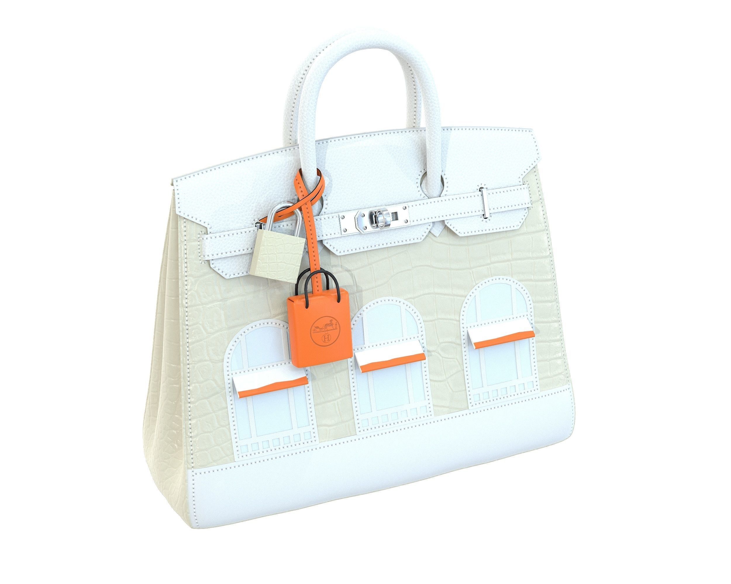 Hermes Birkin Faubourg Bag Cream Low-poly 3D model_2