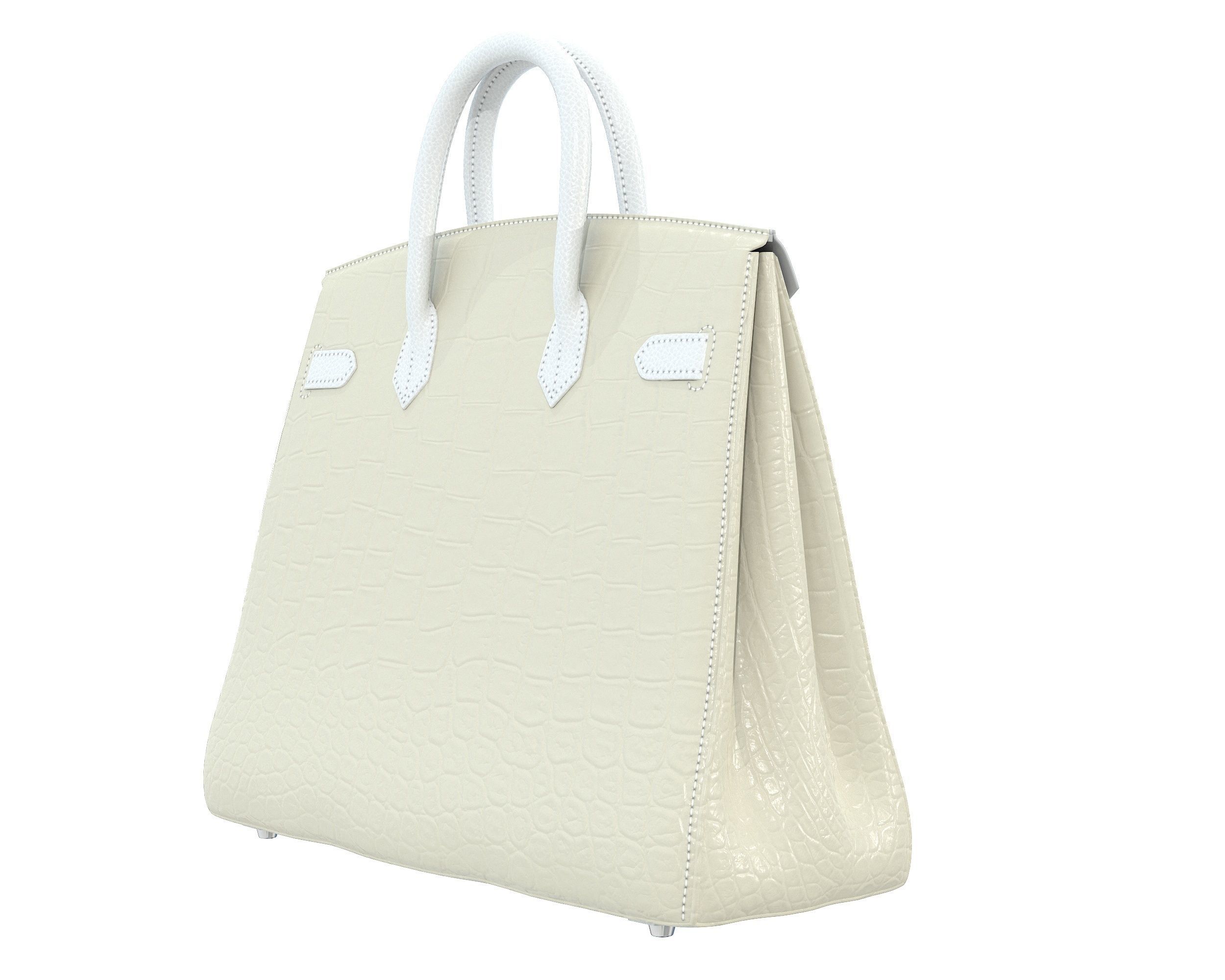 Hermes Birkin Faubourg Bag Cream Low-poly 3D model_4