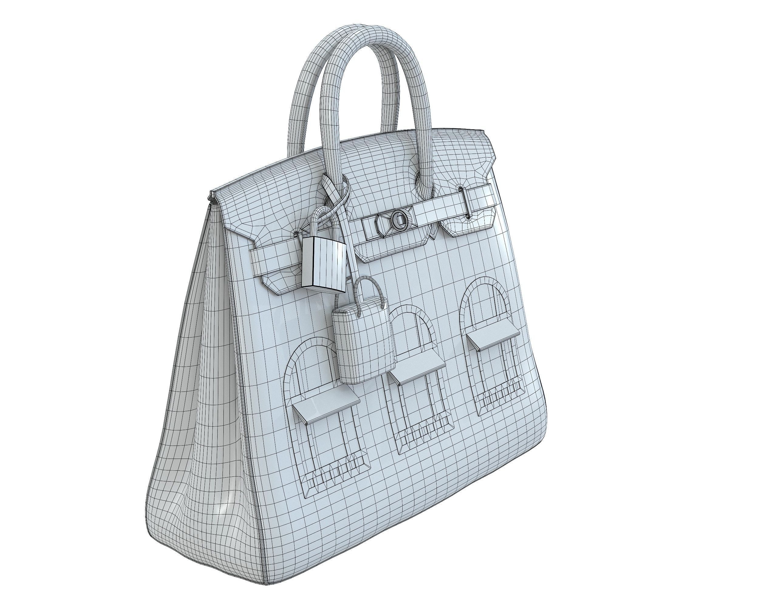 Hermes Birkin Faubourg Bag Cream Low-poly 3D model_9