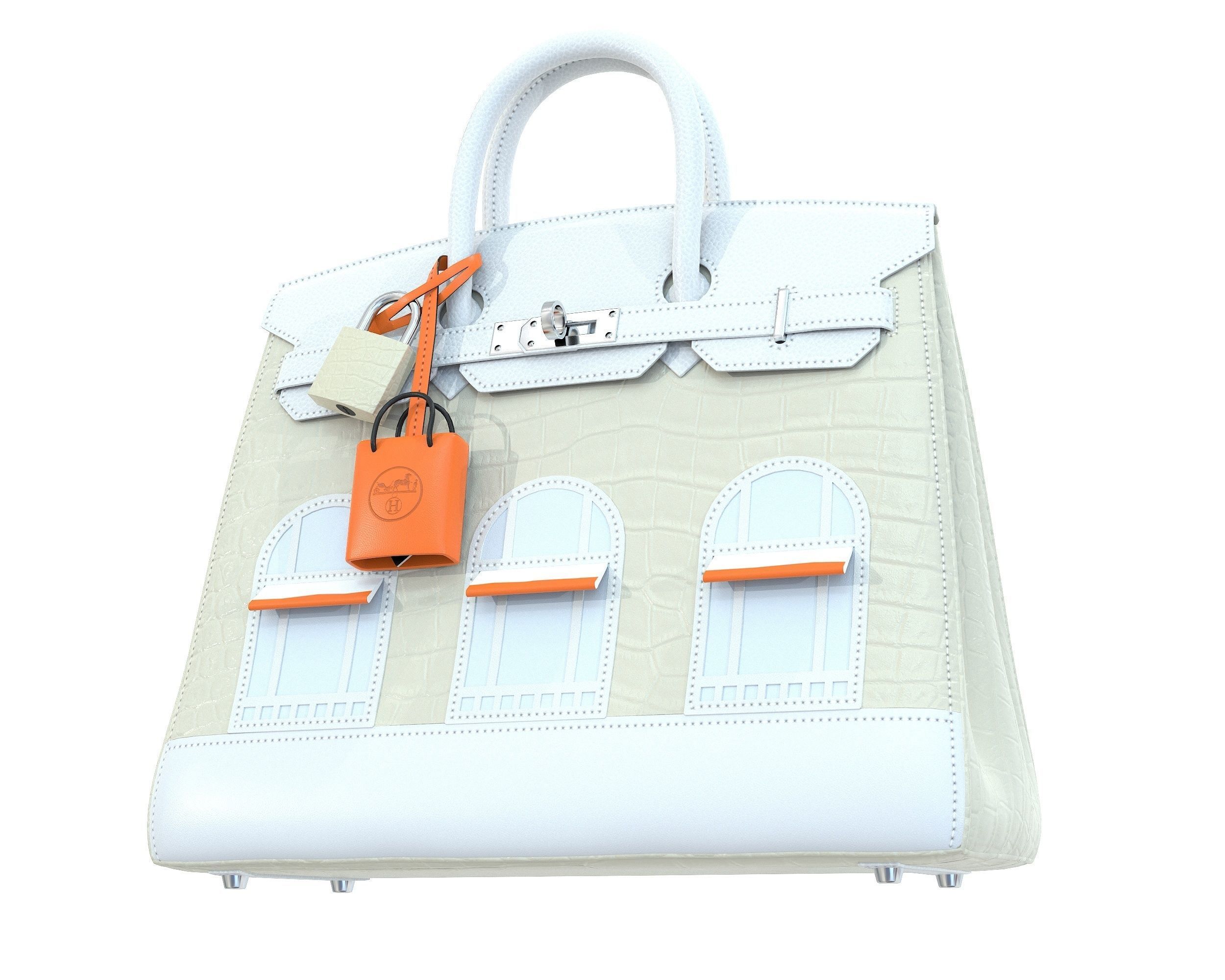 Hermes Birkin Faubourg Bag Cream Low-poly 3D model_5