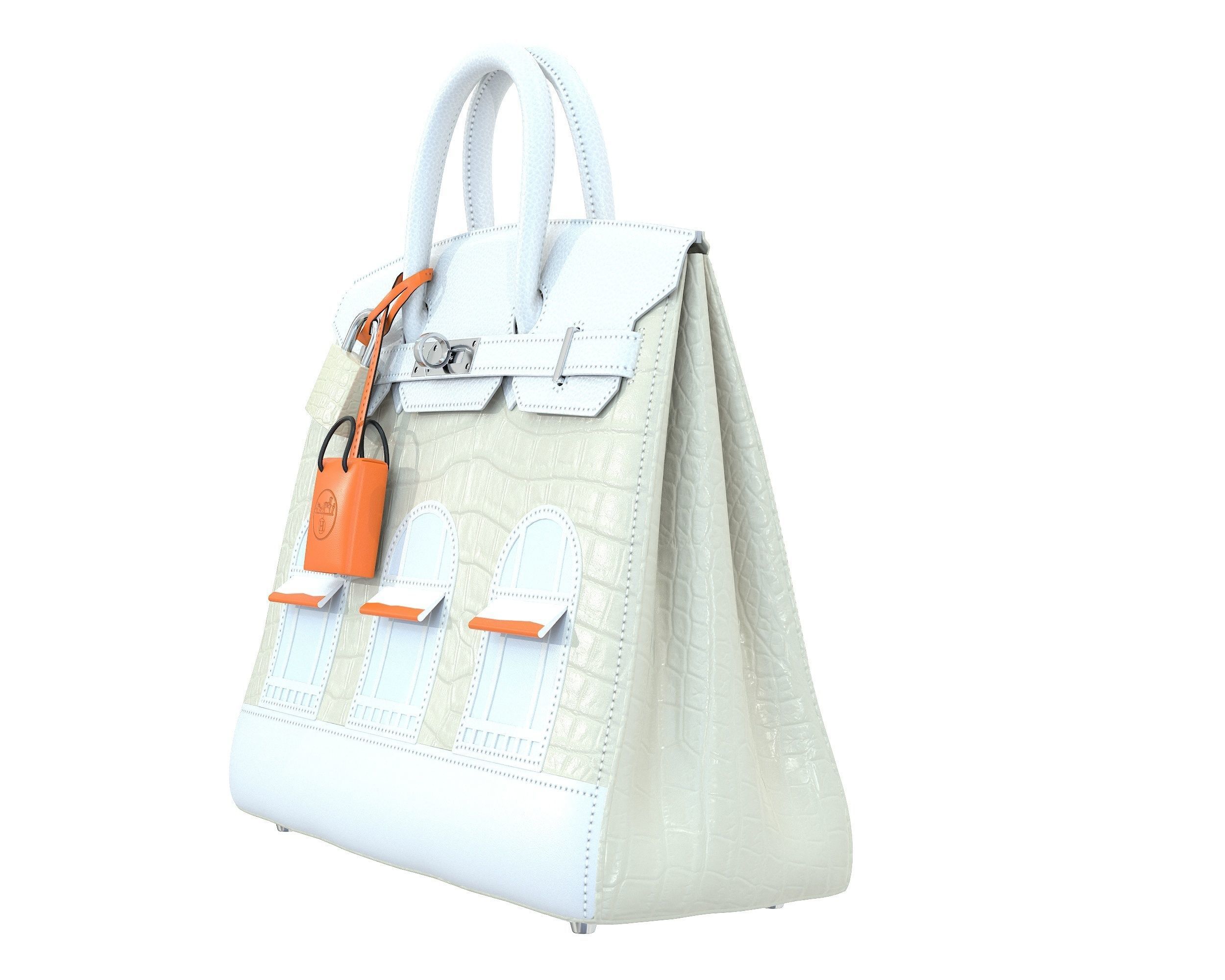 Hermes Birkin Faubourg Bag Cream Low-poly 3D model_3
