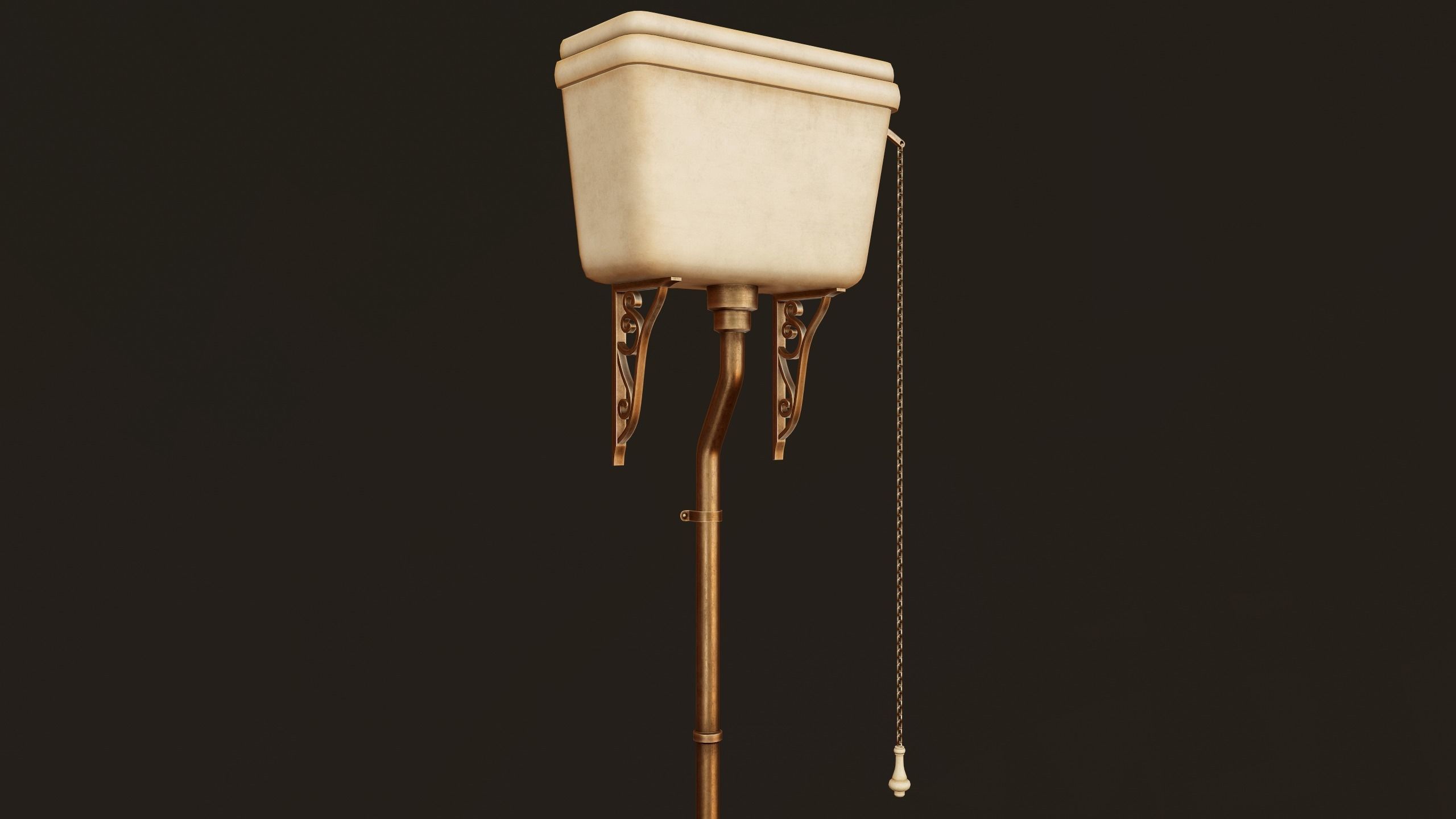 Antique Toilet - PBR Game Ready Low-poly 3D model_4