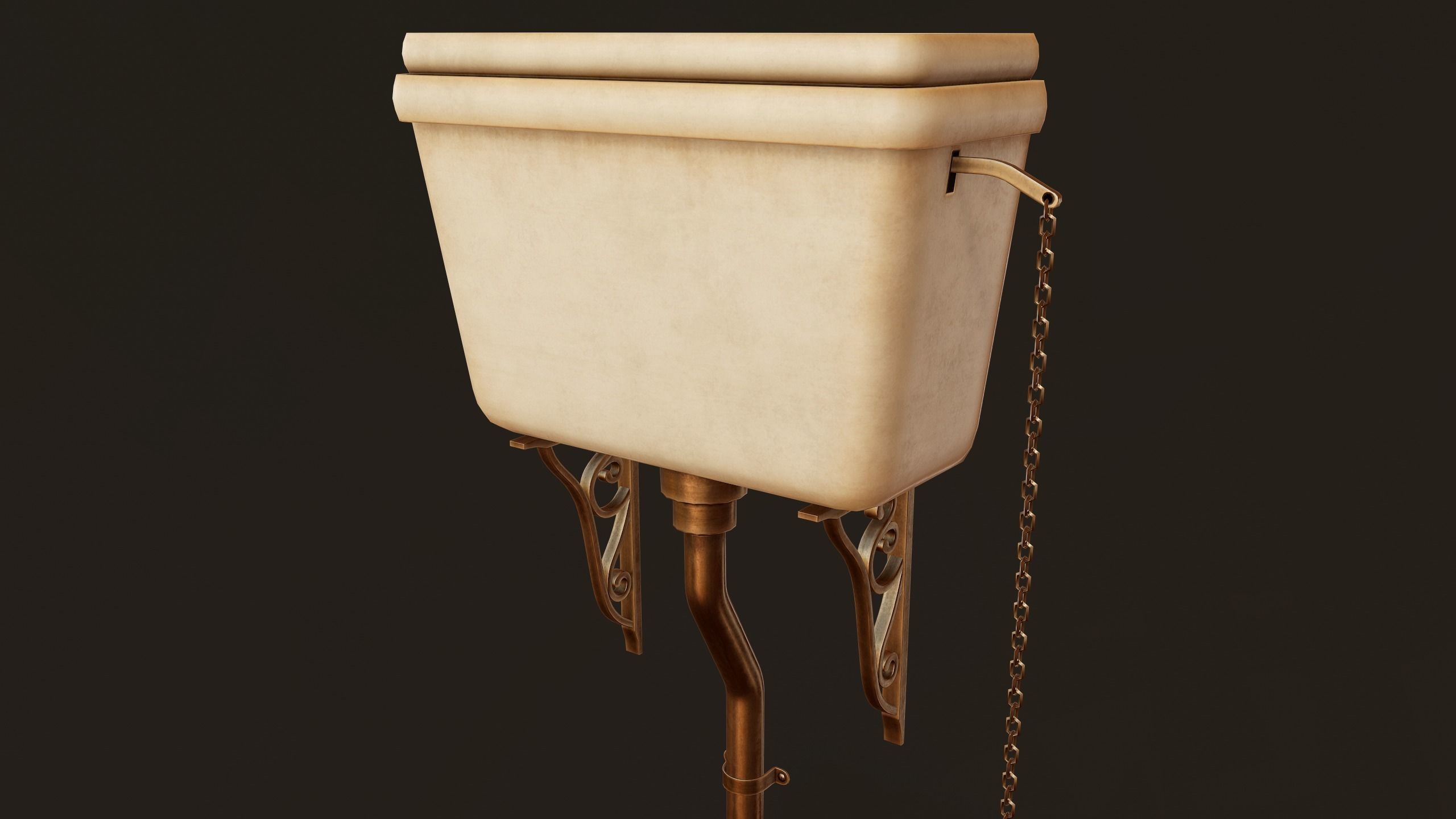 Antique Toilet - PBR Game Ready Low-poly 3D model_7