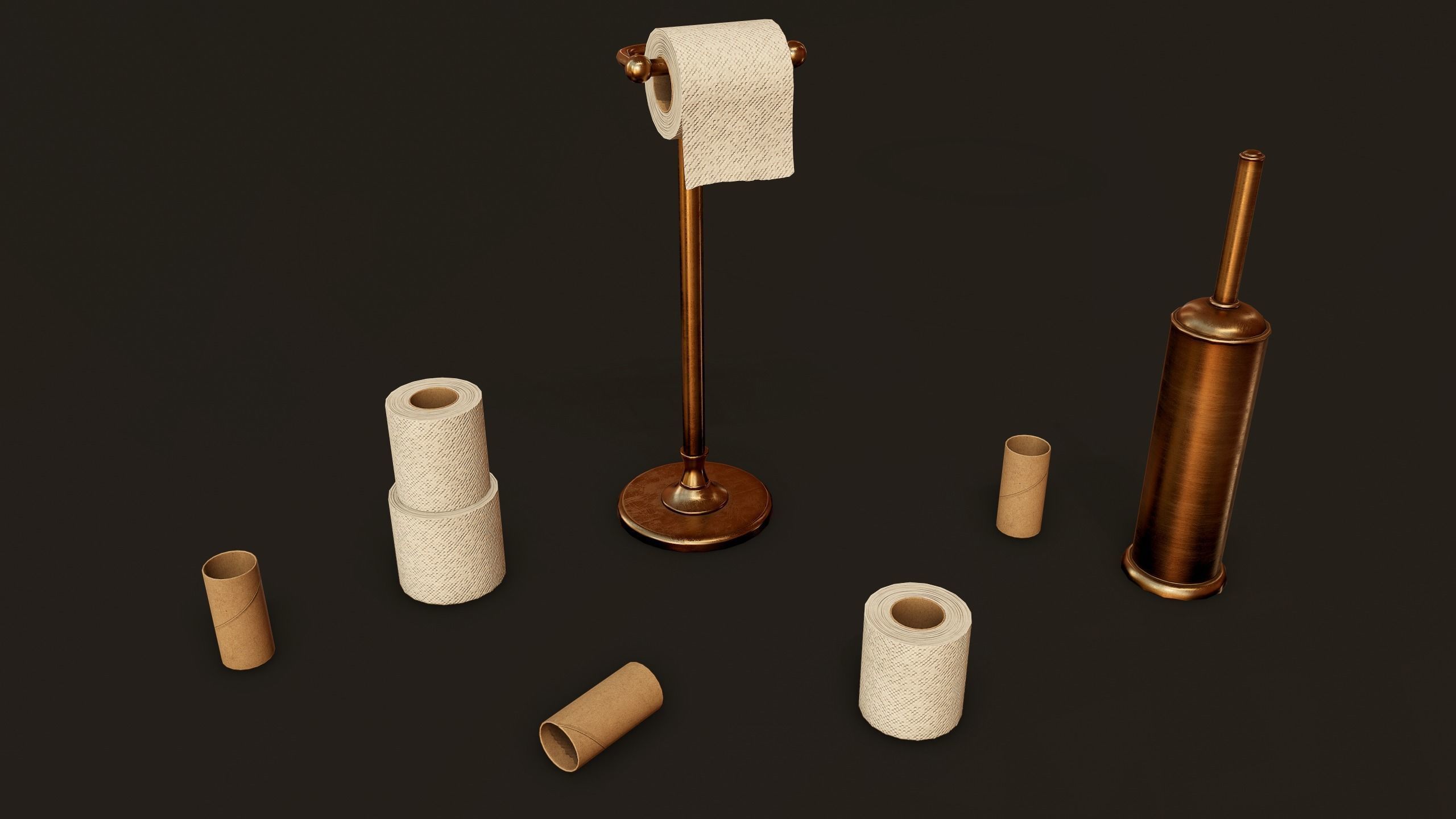 Antique Toilet - PBR Game Ready Low-poly 3D model_9
