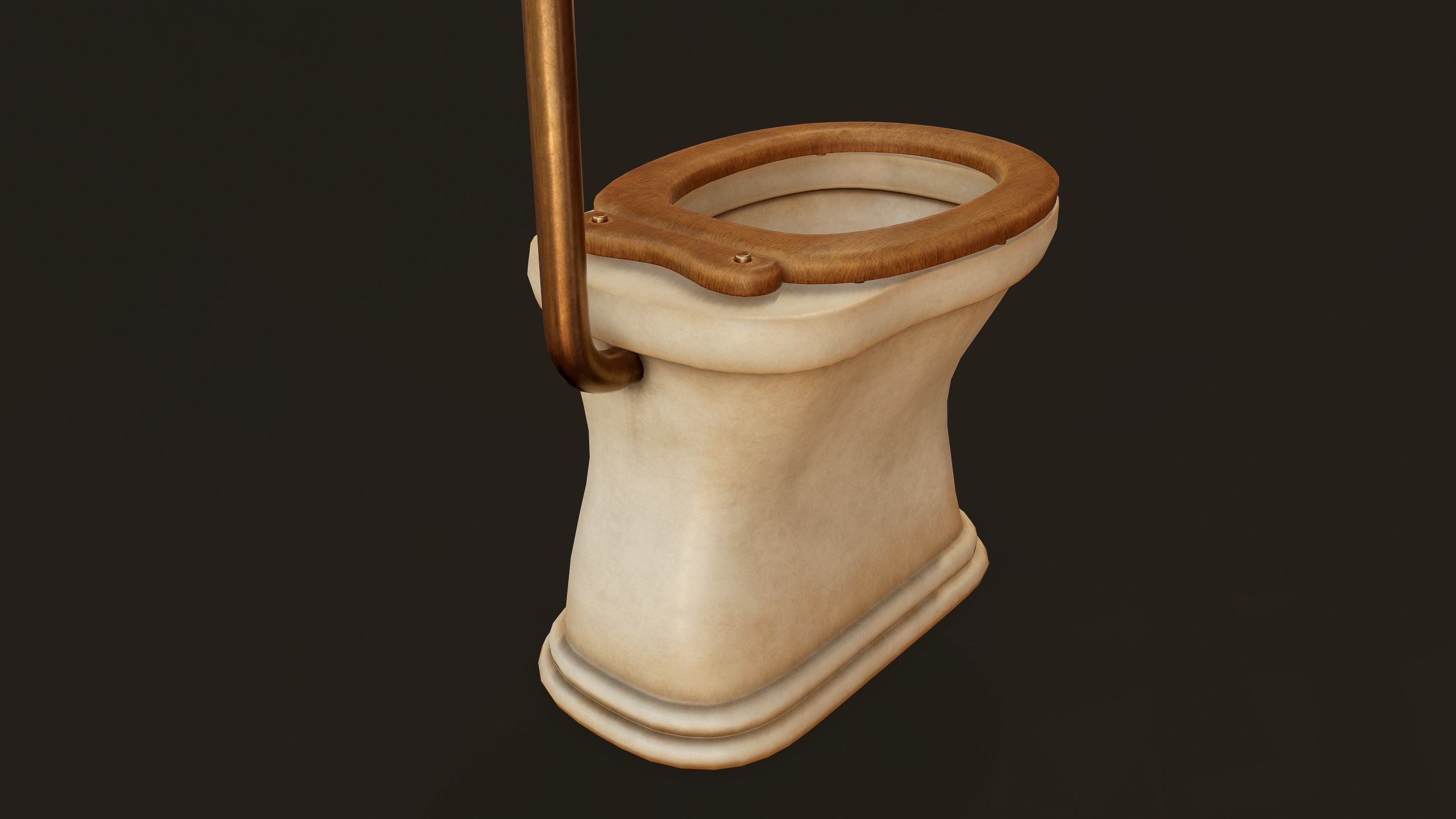 Antique Toilet - PBR Game Ready Low-poly 3D model_8