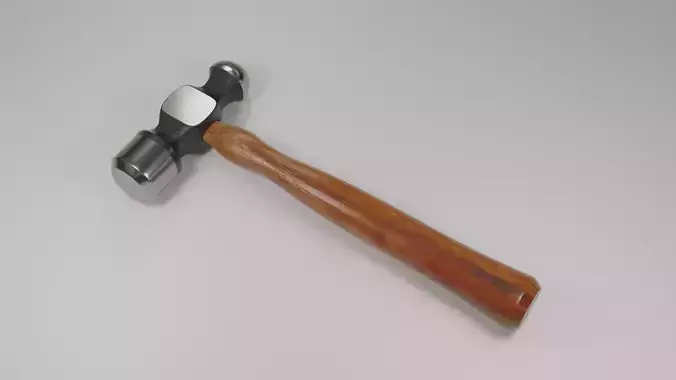 Low Poly Hammer with wooden handle