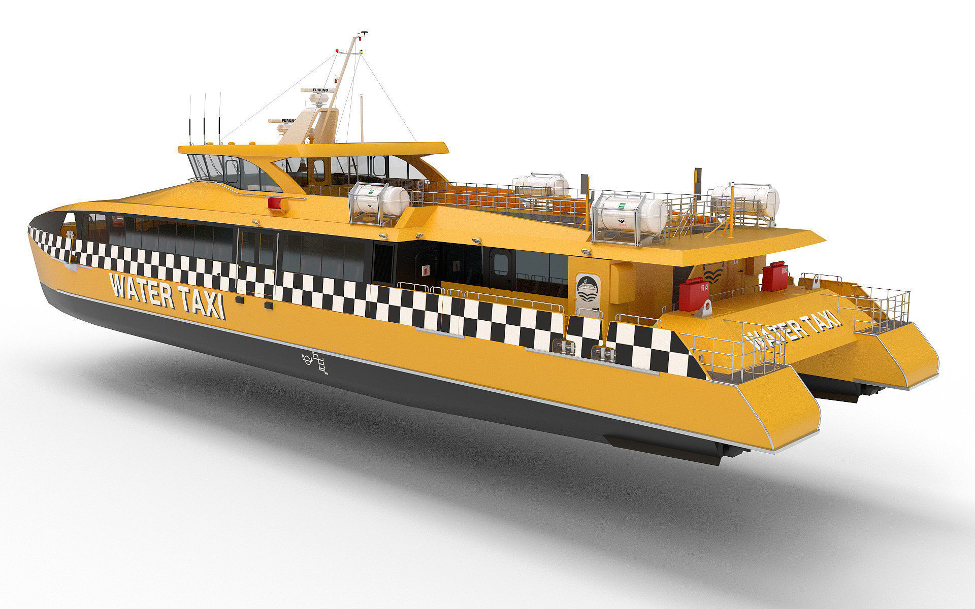 High speed taxi catamaran ferry 3D model_2