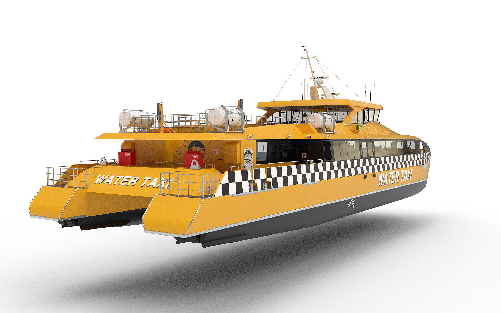 High speed taxi catamaran ferry 3D model_6