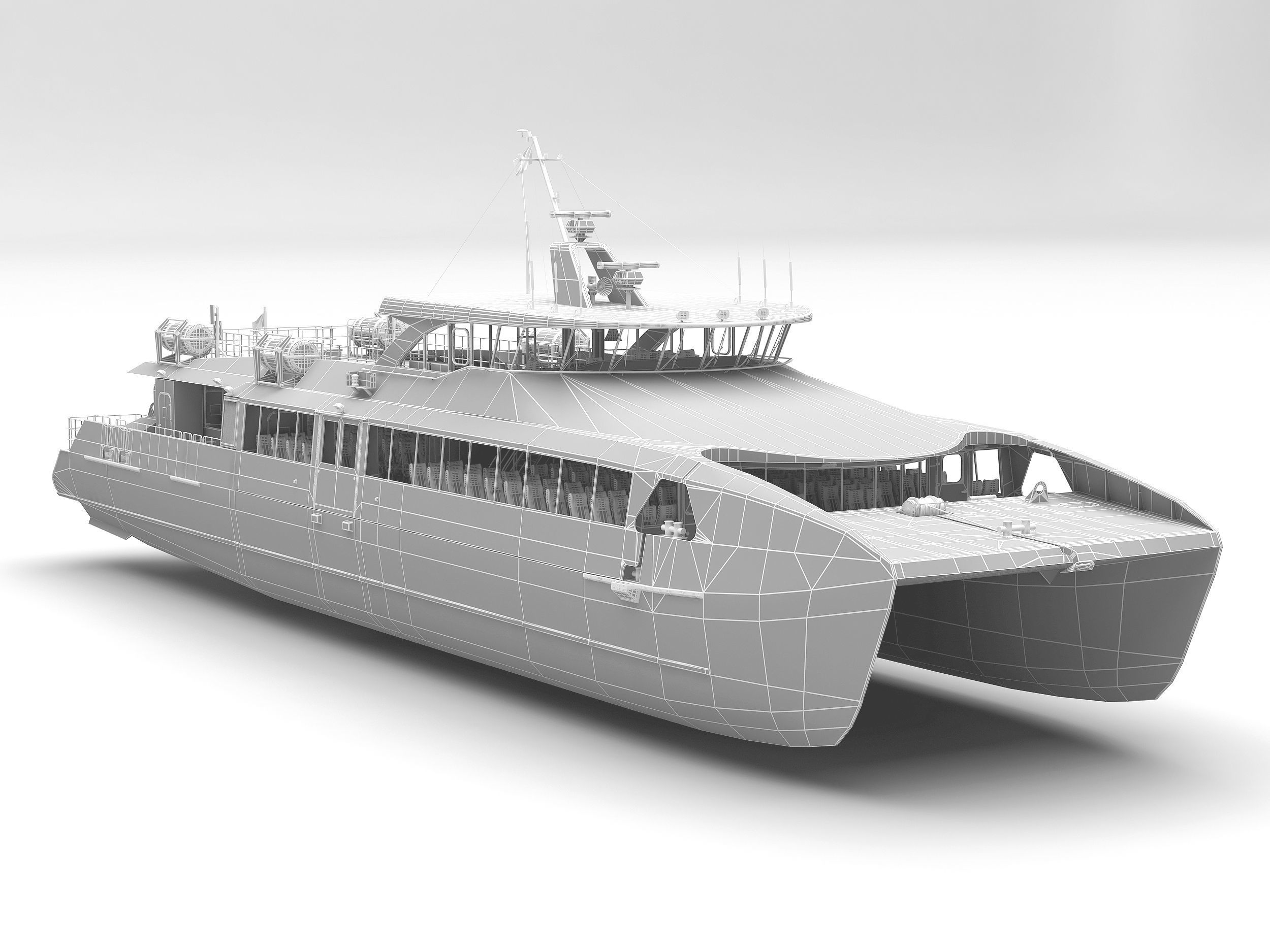 High speed taxi catamaran ferry 3D model_9