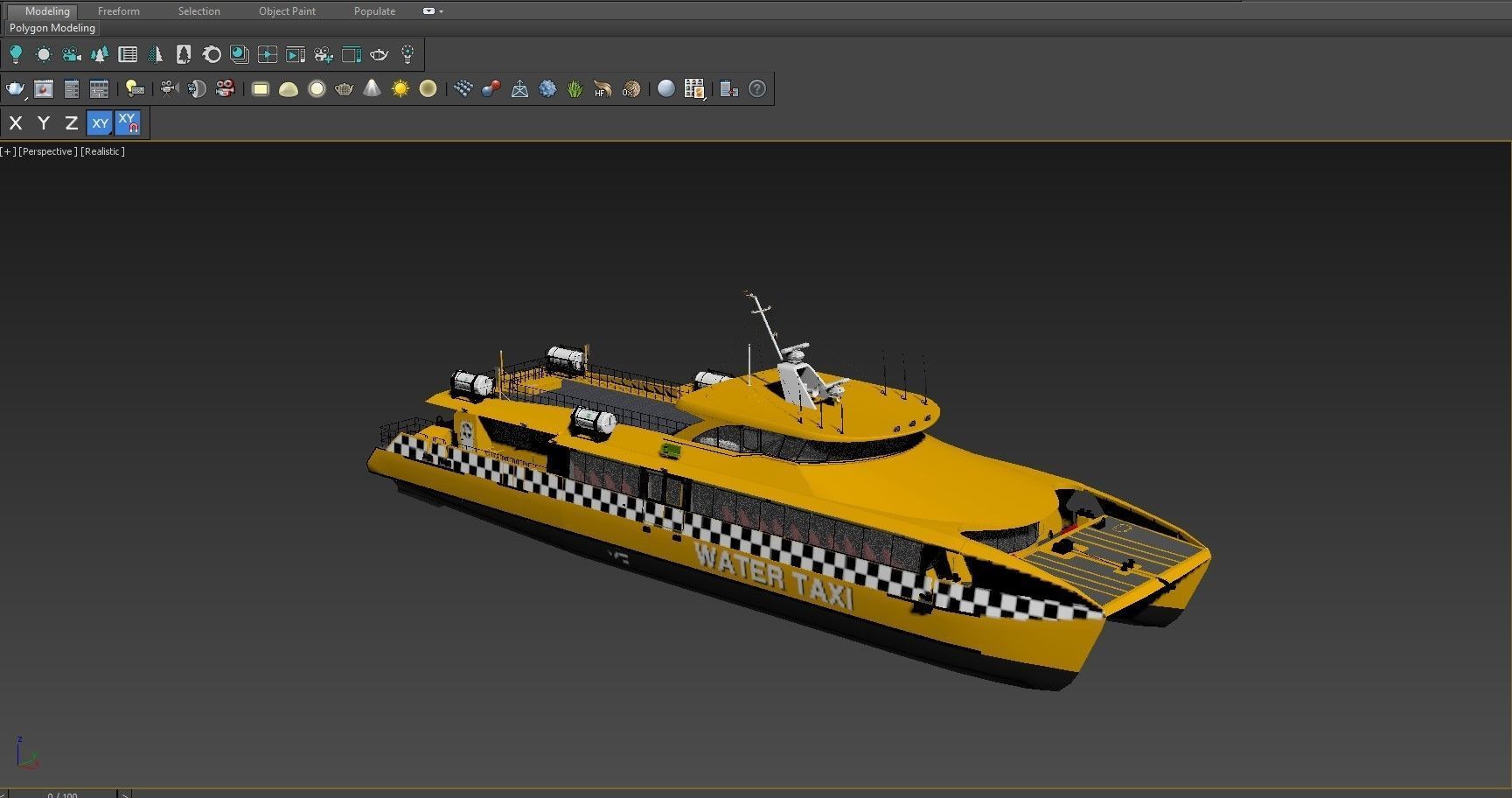 High speed taxi catamaran ferry 3D model_12