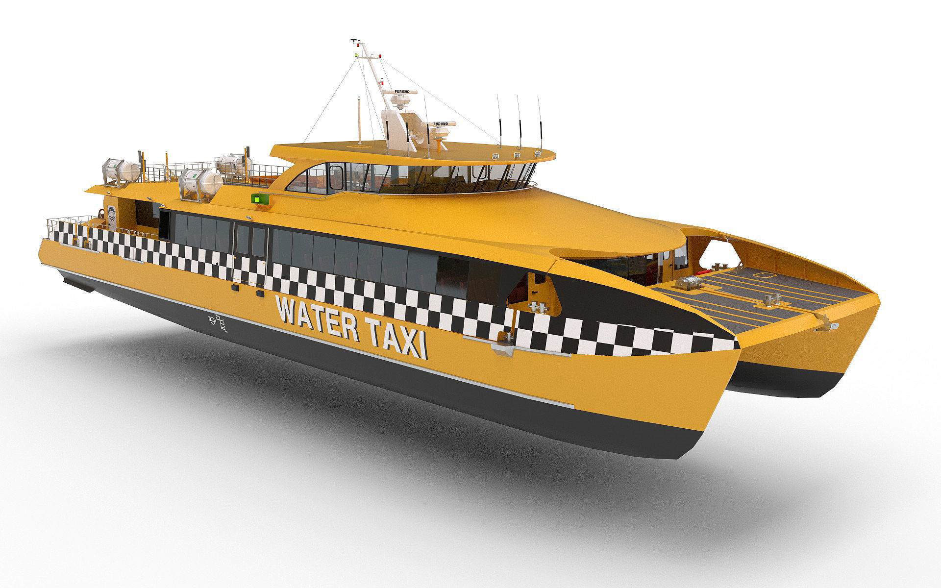 High speed taxi catamaran ferry 3D model_4