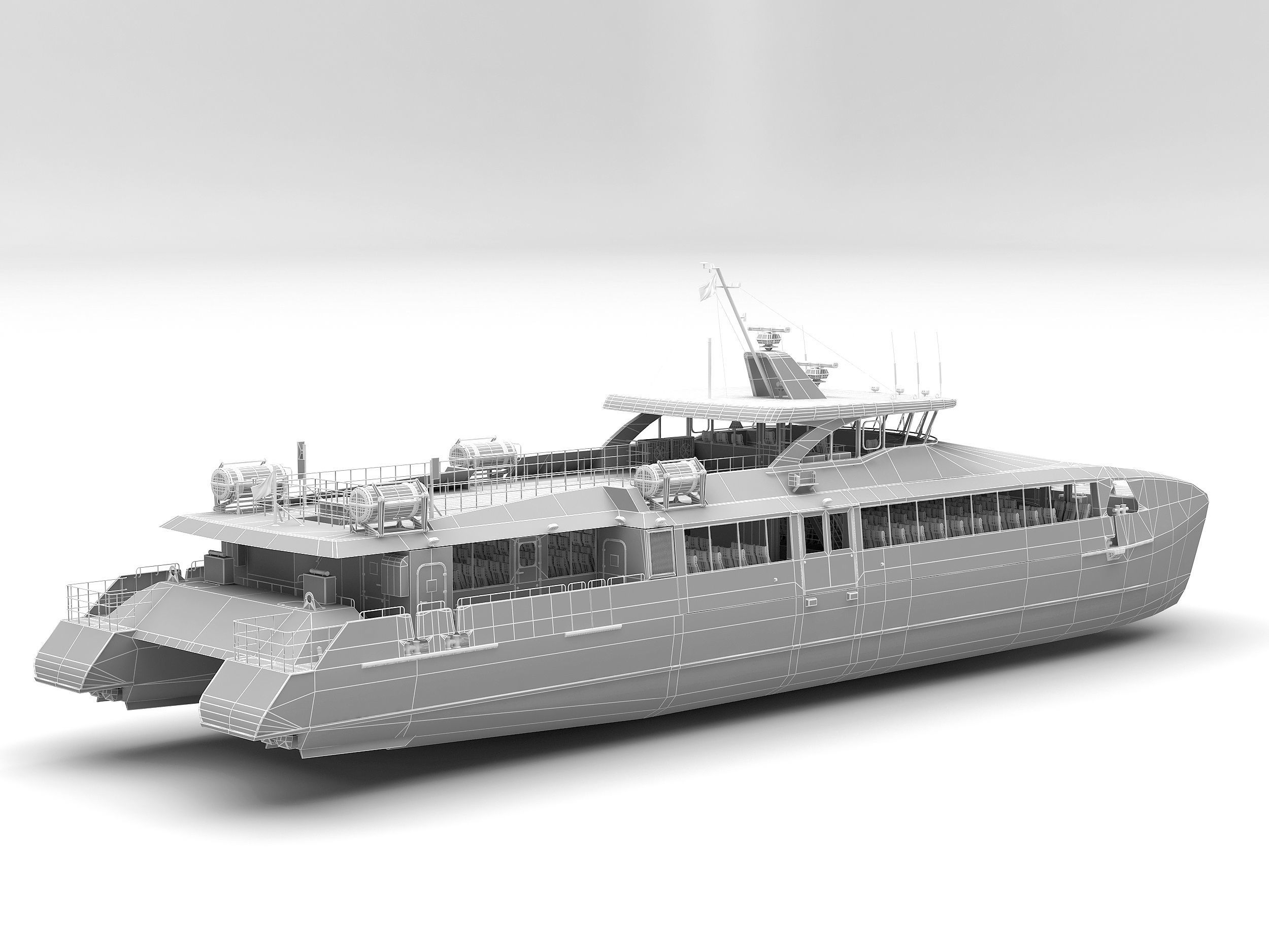 High speed taxi catamaran ferry 3D model_10