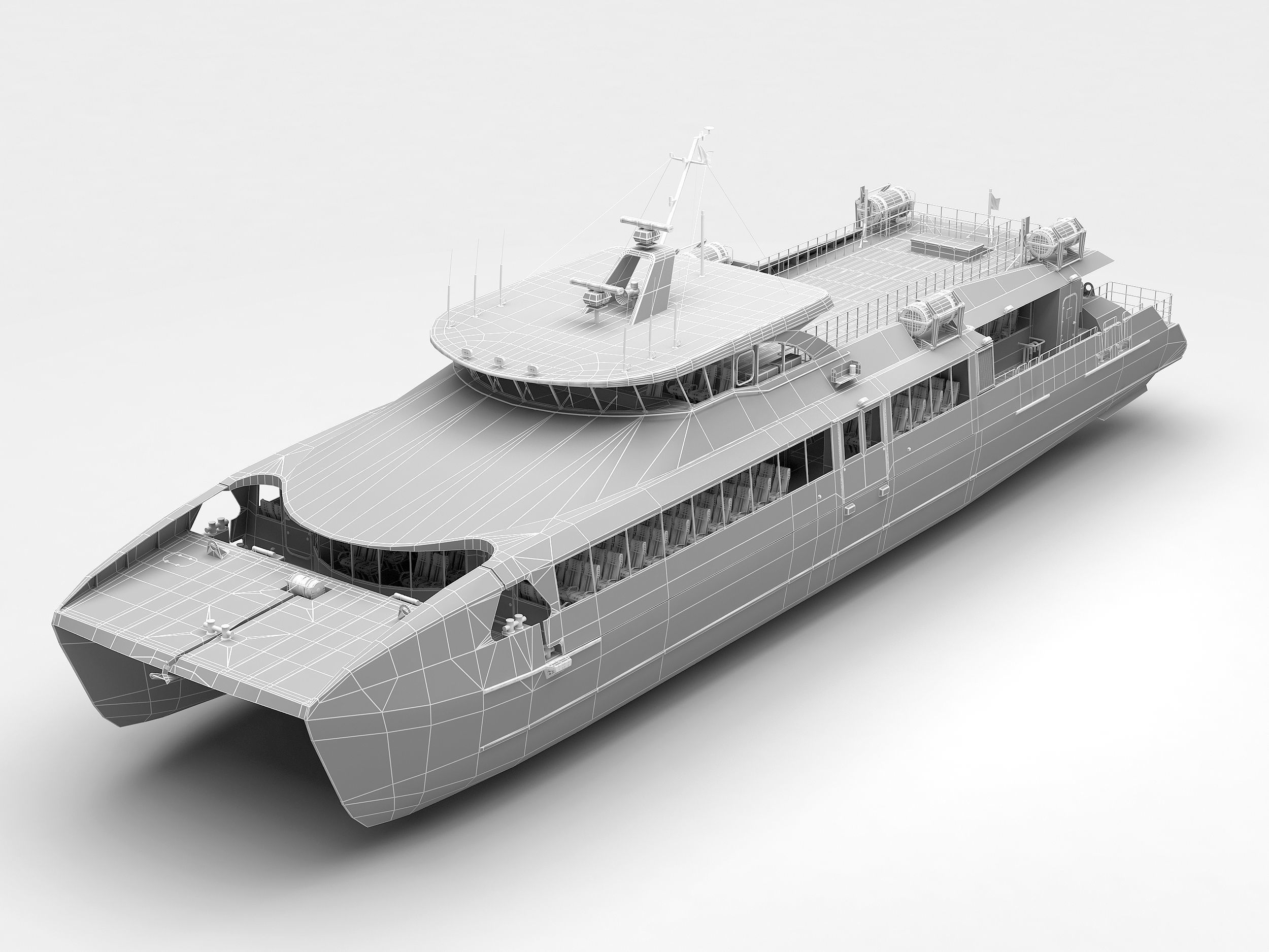 High speed taxi catamaran ferry 3D model_8