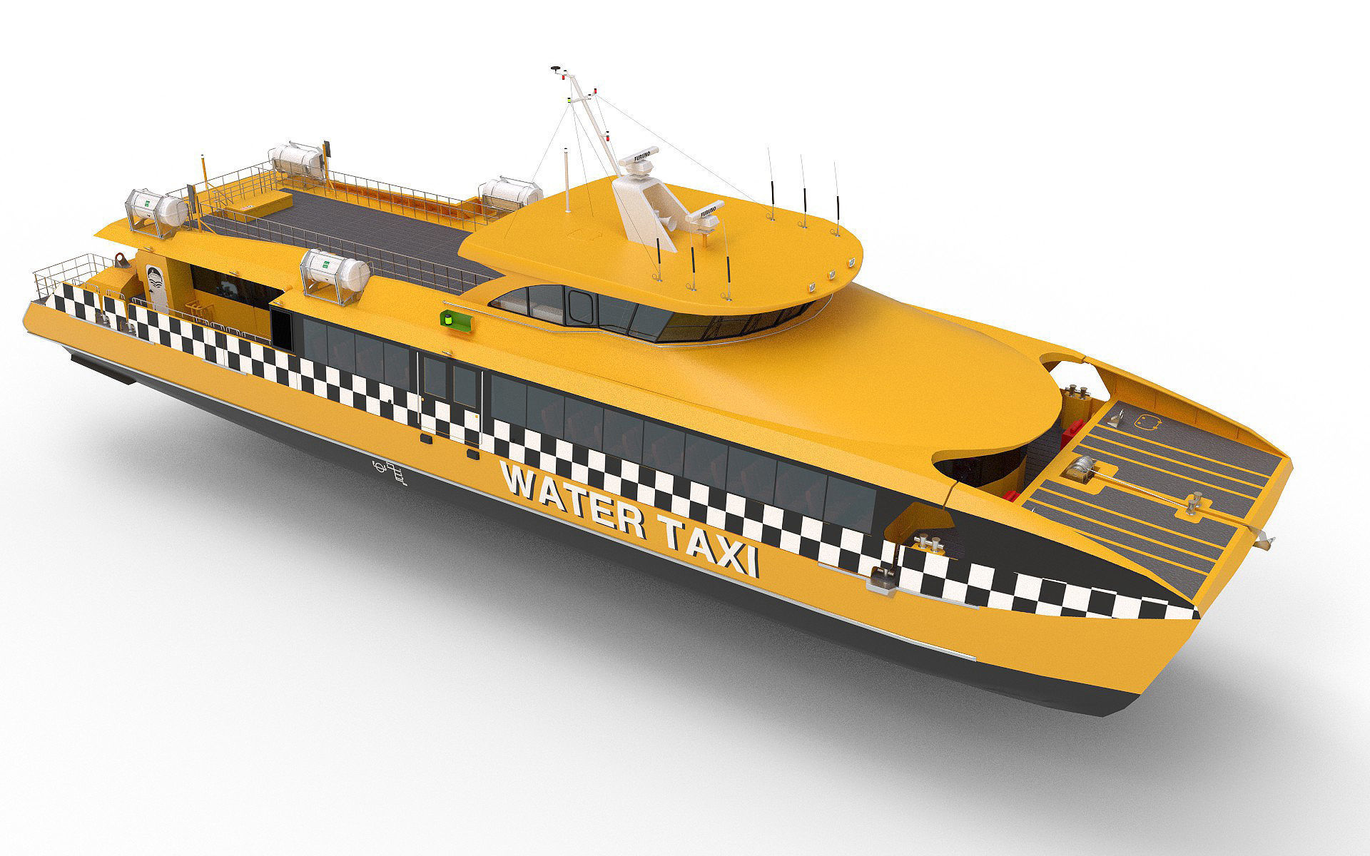 High speed taxi catamaran ferry 3D model_5