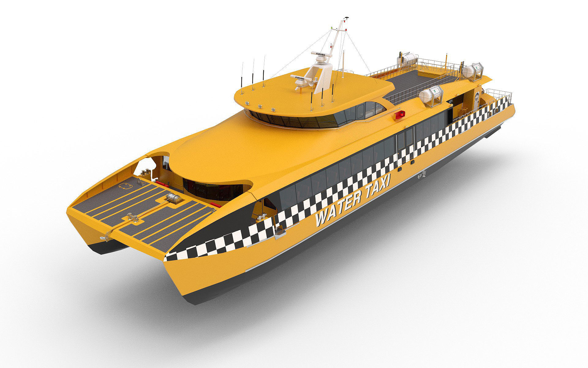 High speed taxi catamaran ferry 3D model_3