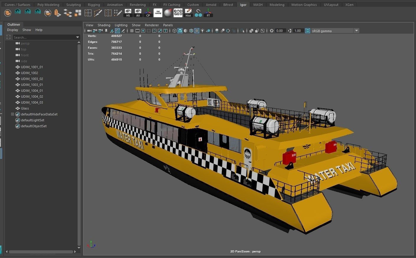 High speed taxi catamaran ferry 3D model_15