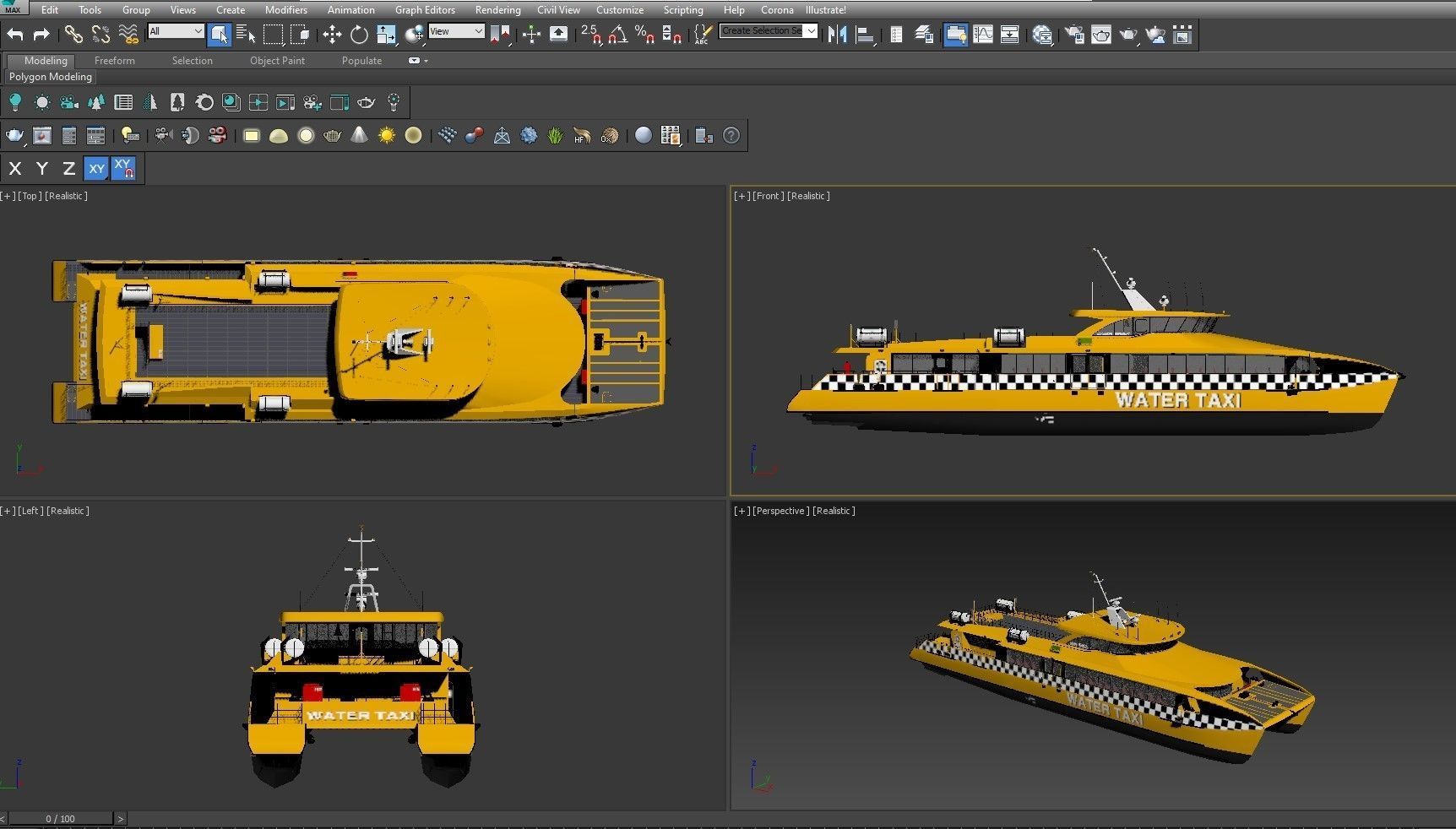 High speed taxi catamaran ferry 3D model_13