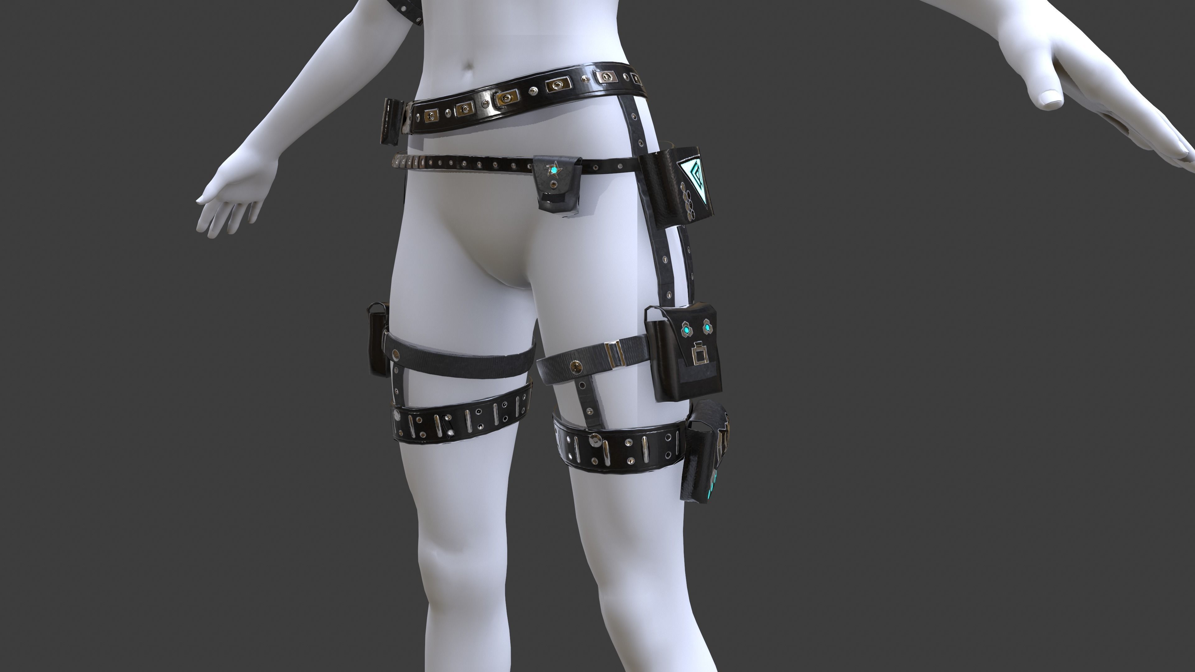 Sci Fi Female Suit 01 Low-poly 3D model_3