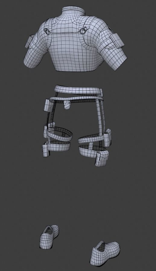 Sci Fi Female Suit 01 Low-poly 3D model_7
