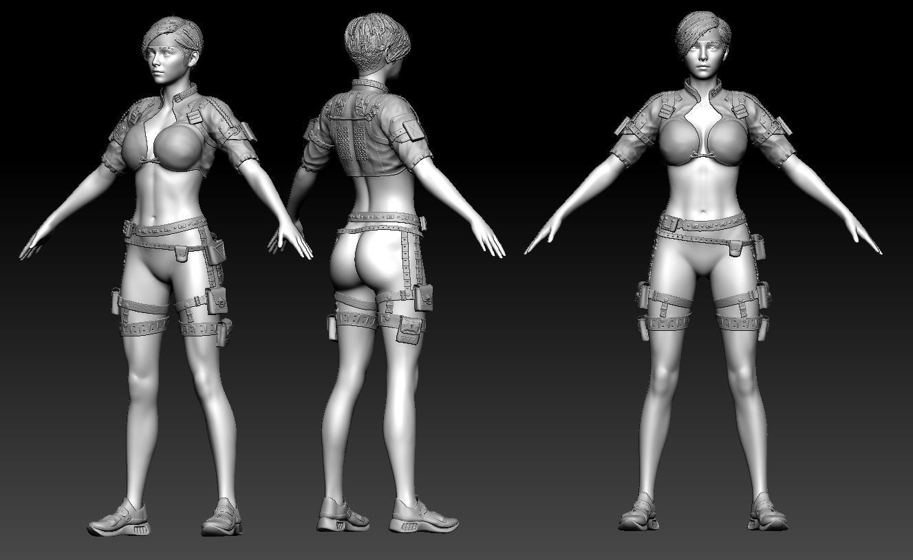 Sci Fi Female Suit 01 Low-poly 3D model_5