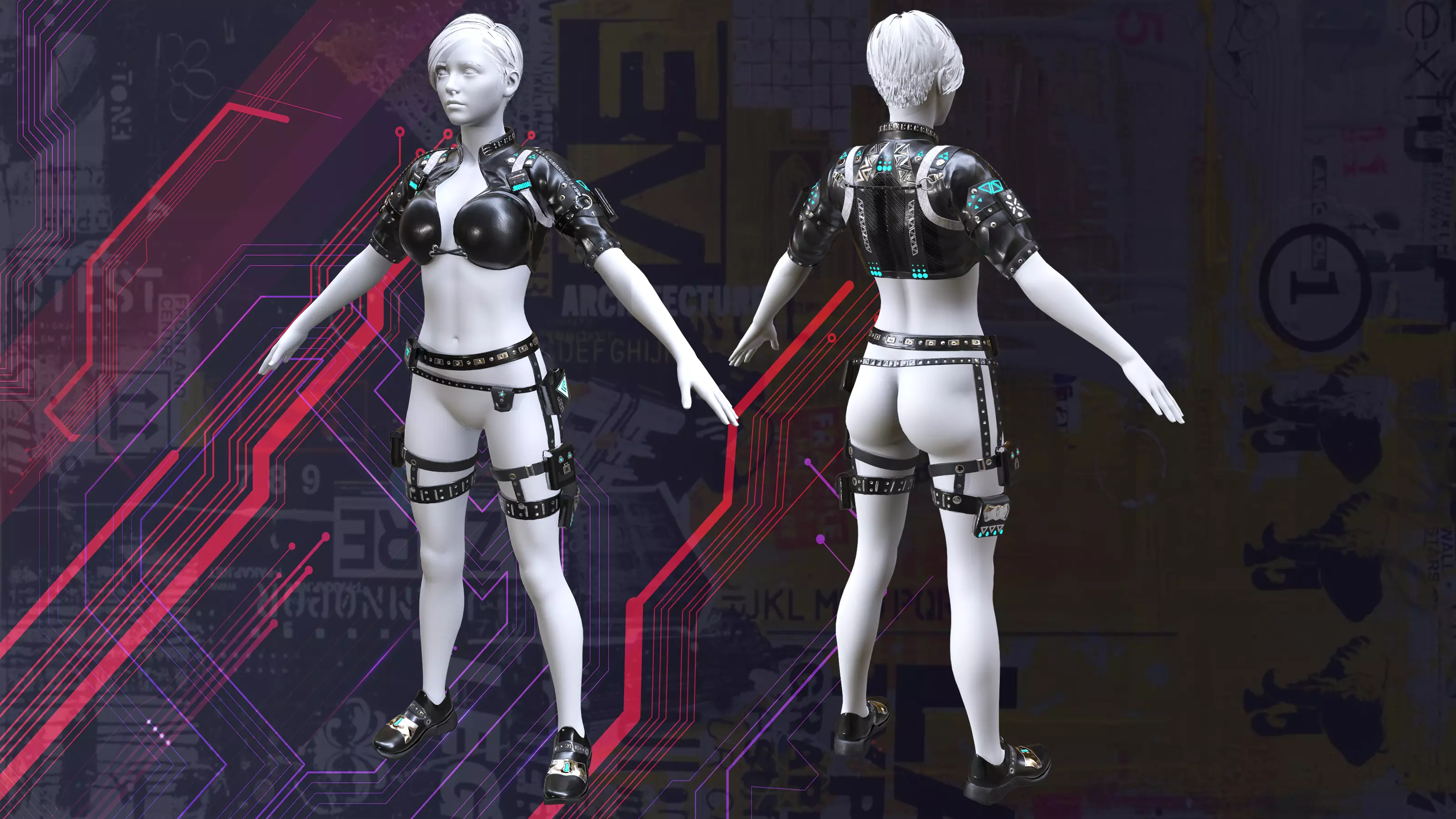 Sci Fi Female Suit 01 Low-poly 3D model_0