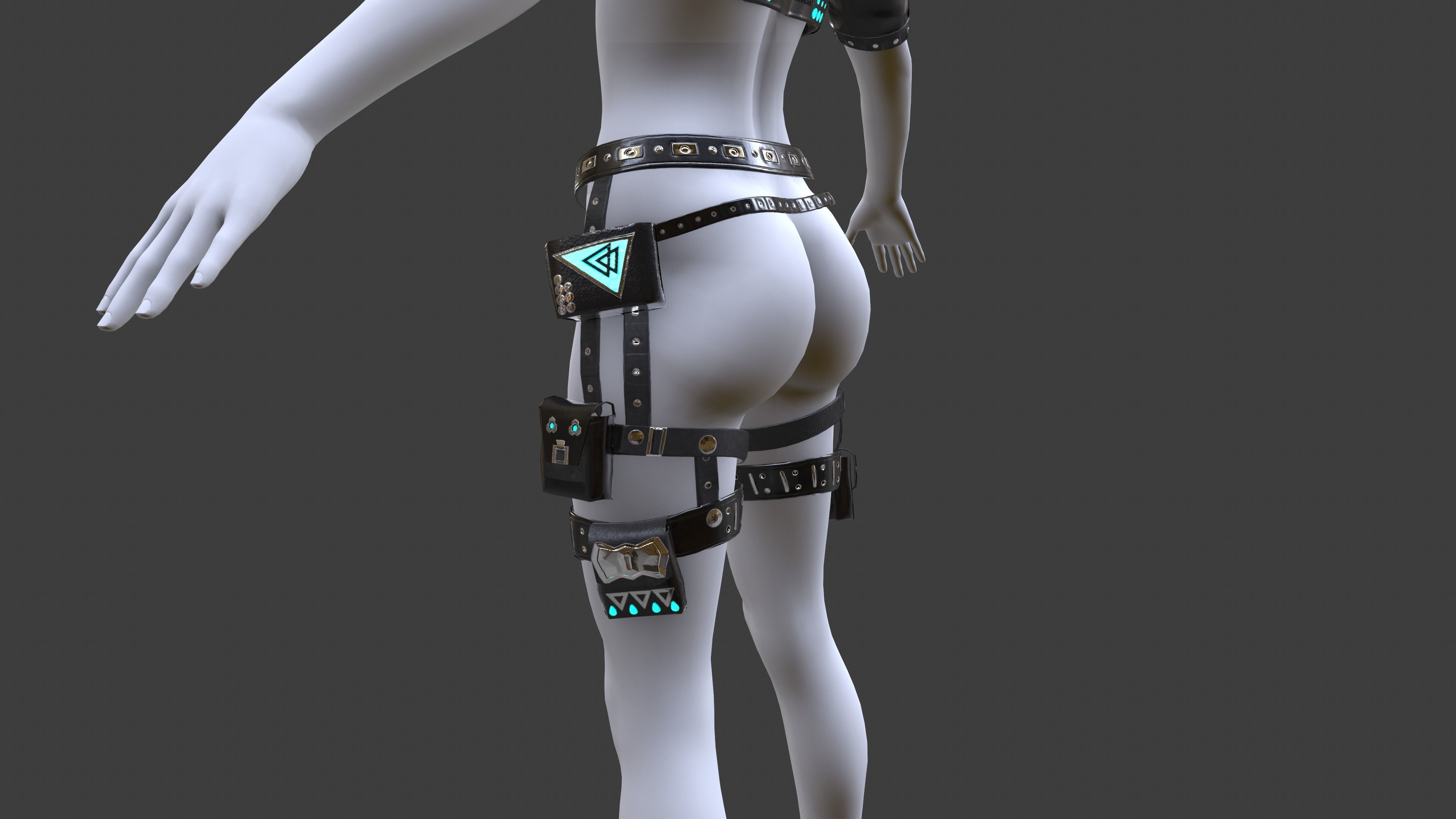 Sci Fi Female Suit 01 Low-poly 3D model_4