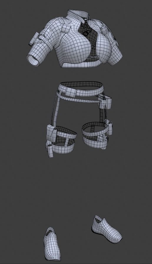 Sci Fi Female Suit 01 Low-poly 3D model_6