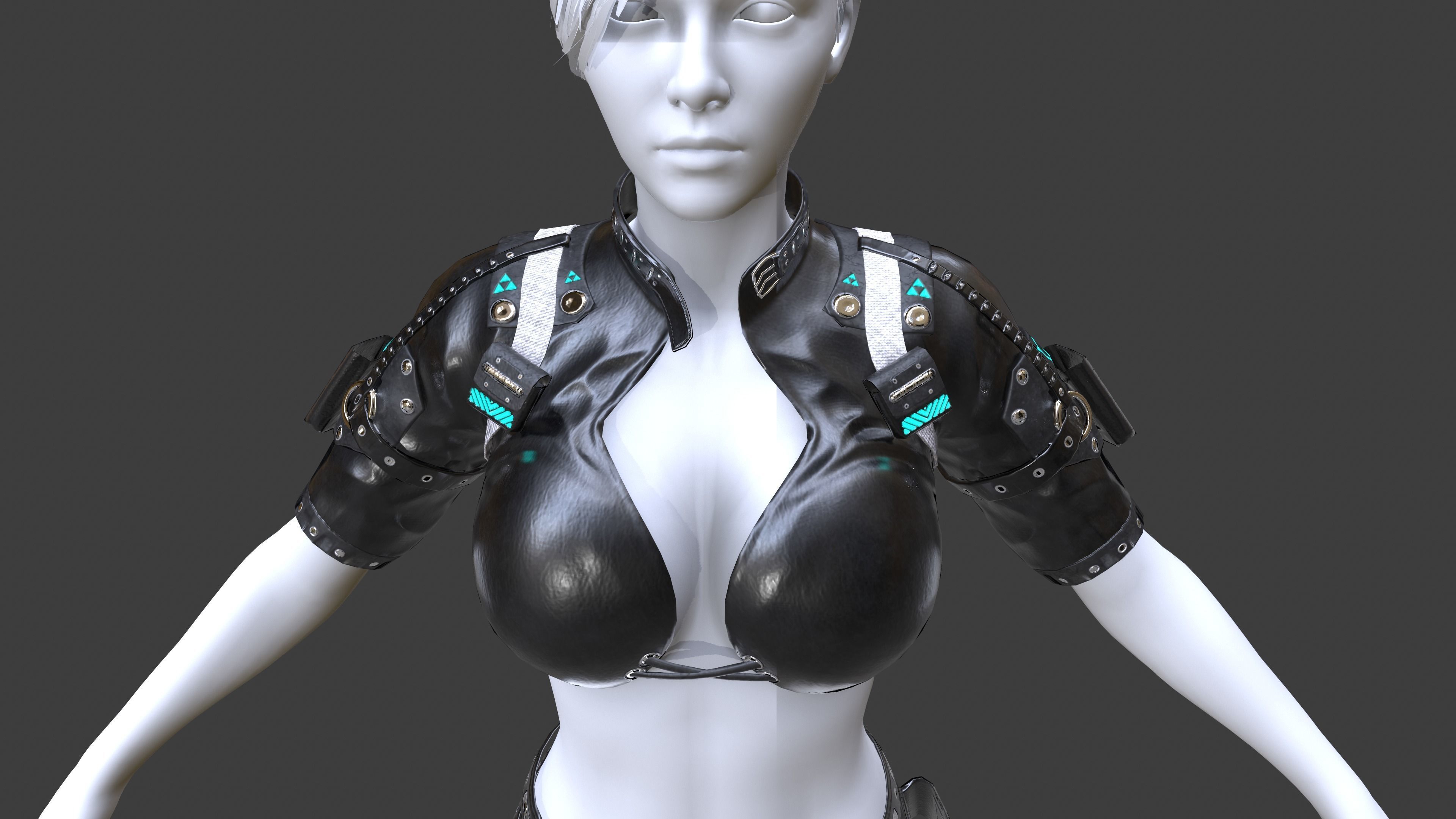 Sci Fi Female Suit 01 Low-poly 3D model_2