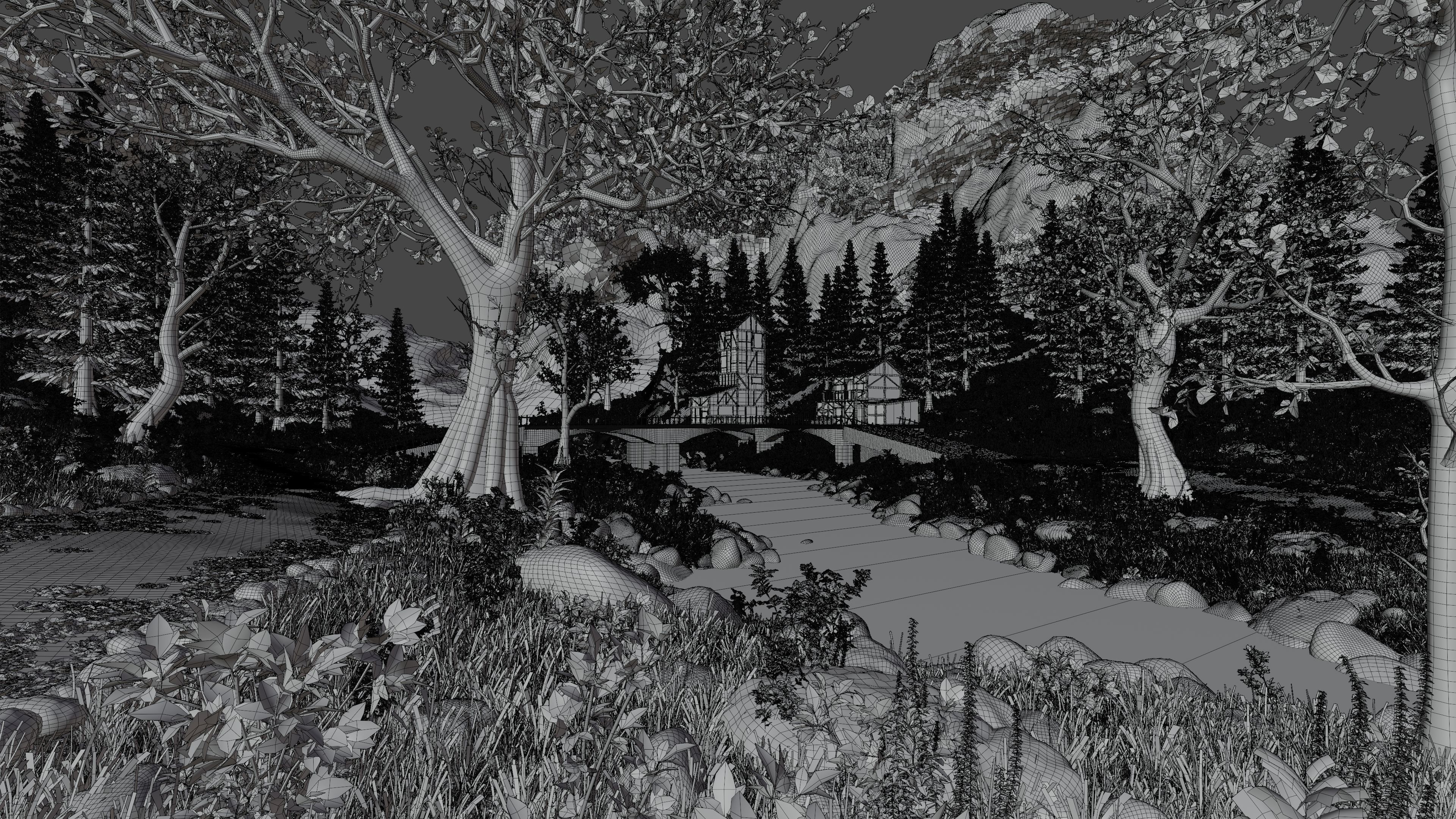 Medieval Bridge Scene 3D model_15