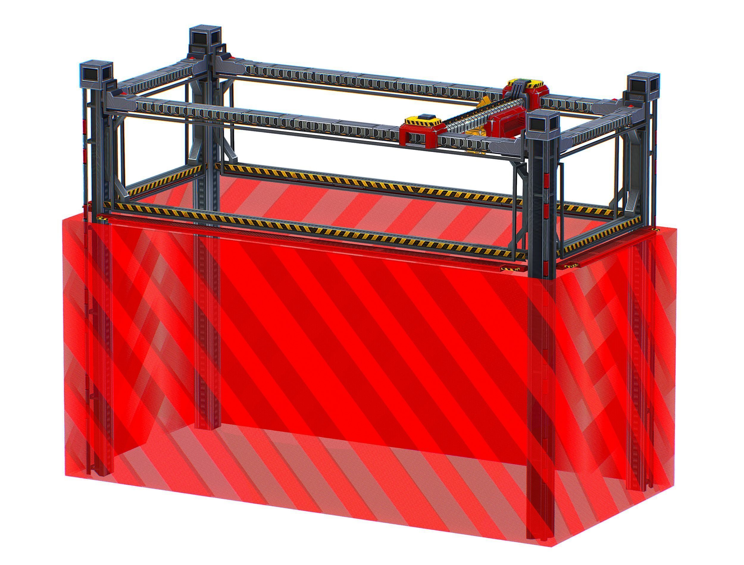 isometrical scaffolding 1x2 section Low-poly 3D model_9