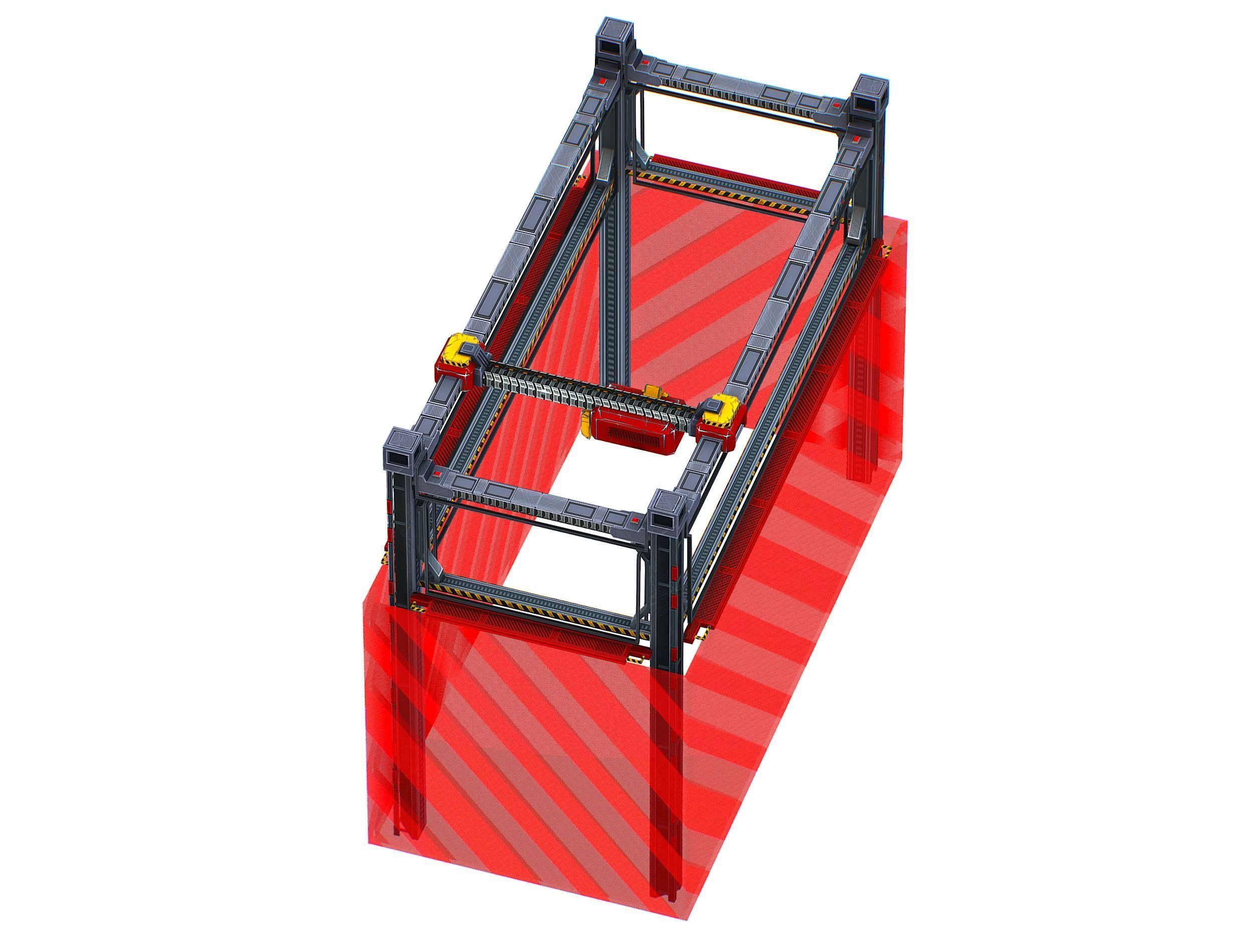 isometrical scaffolding 1x2 section Low-poly 3D model_4