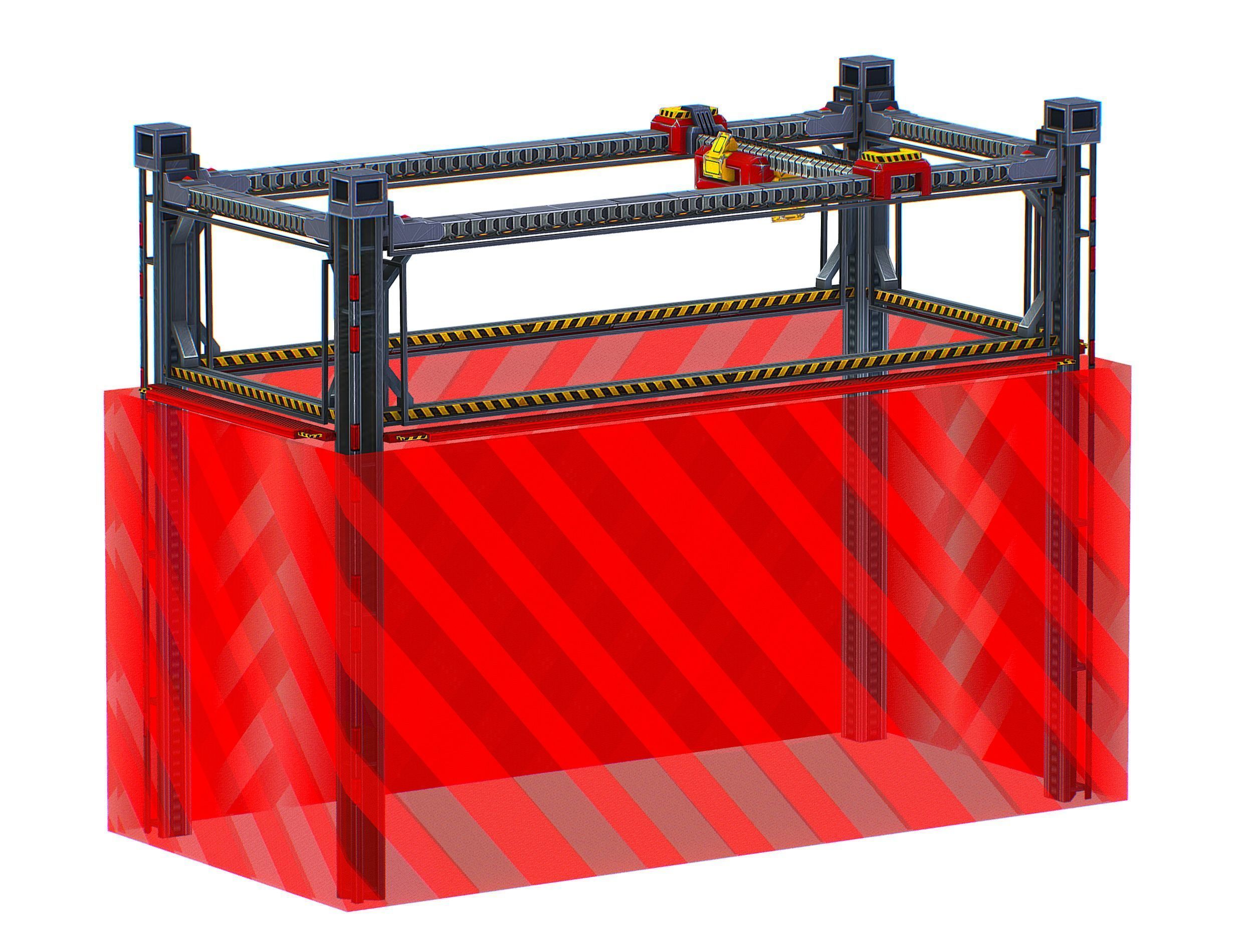 isometrical scaffolding 1x2 section Low-poly 3D model_10