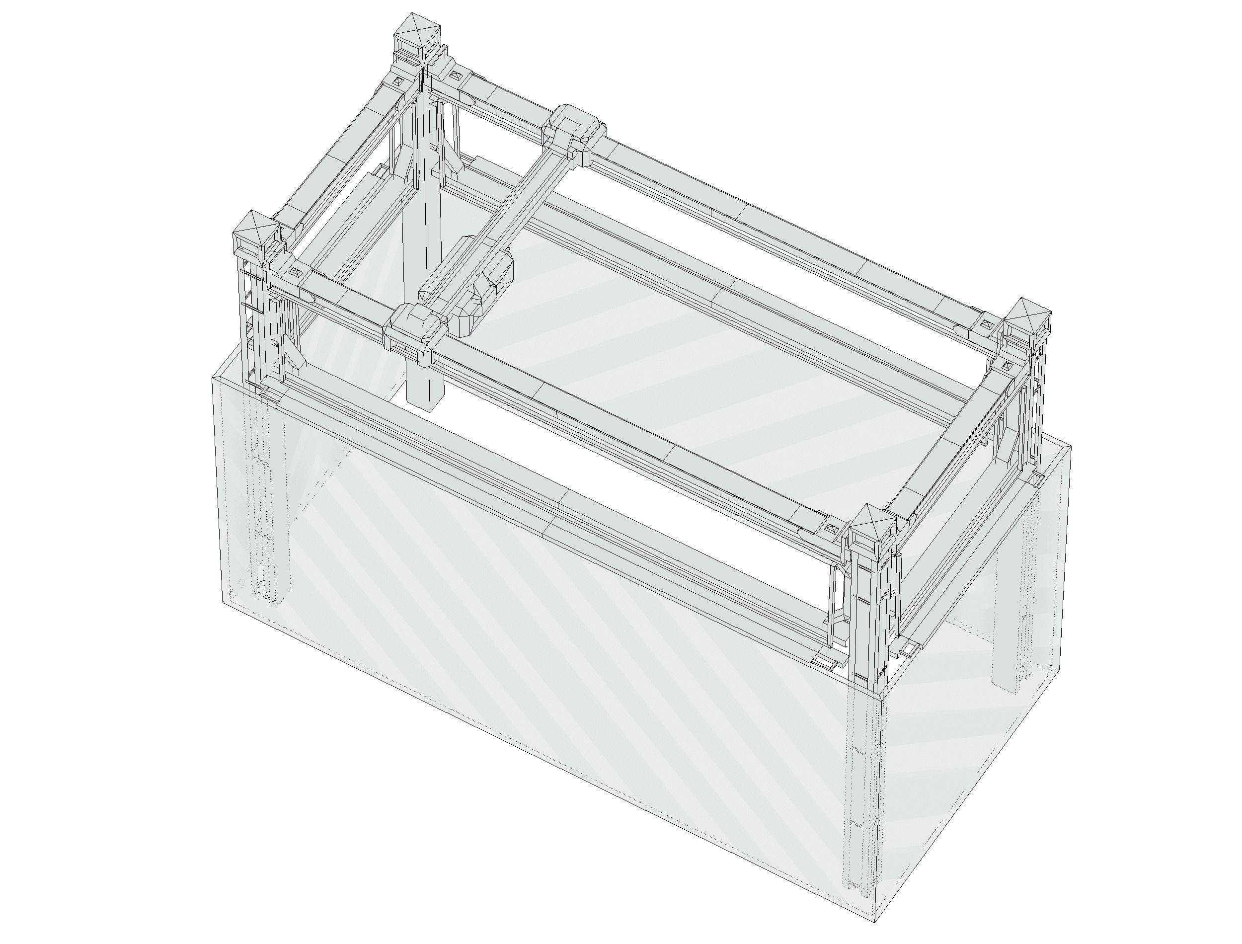 isometrical scaffolding 1x2 section Low-poly 3D model_17