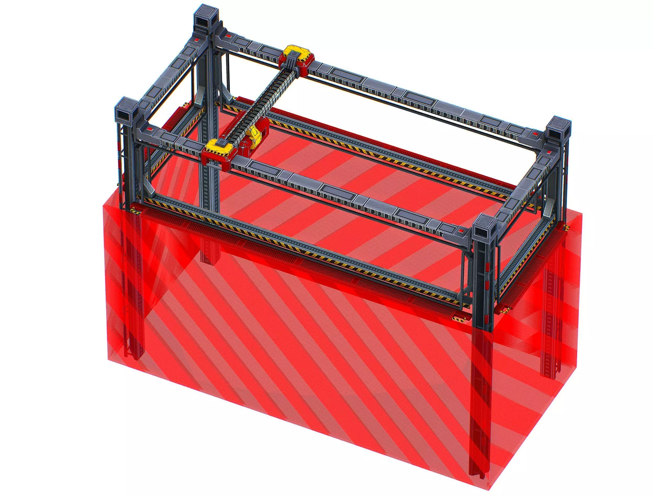 isometrical scaffolding 1x2 section Low-poly 3D model_0