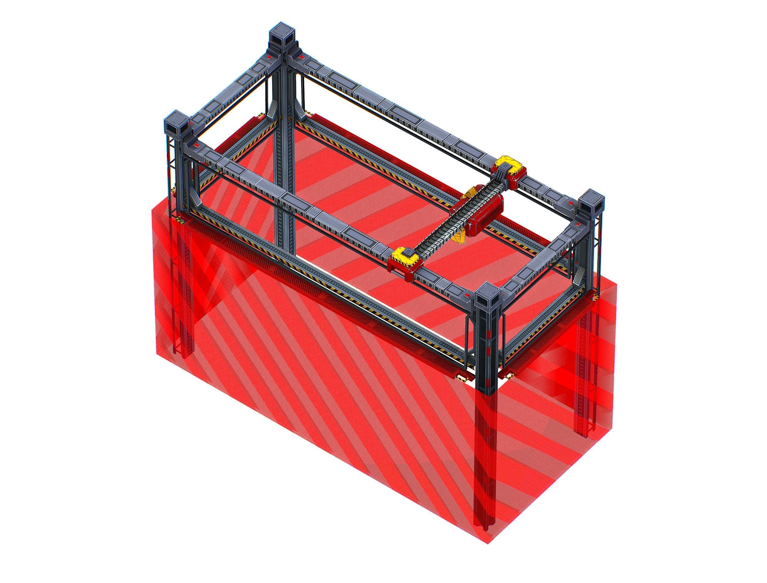 isometrical scaffolding 1x2 section Low-poly 3D model_7
