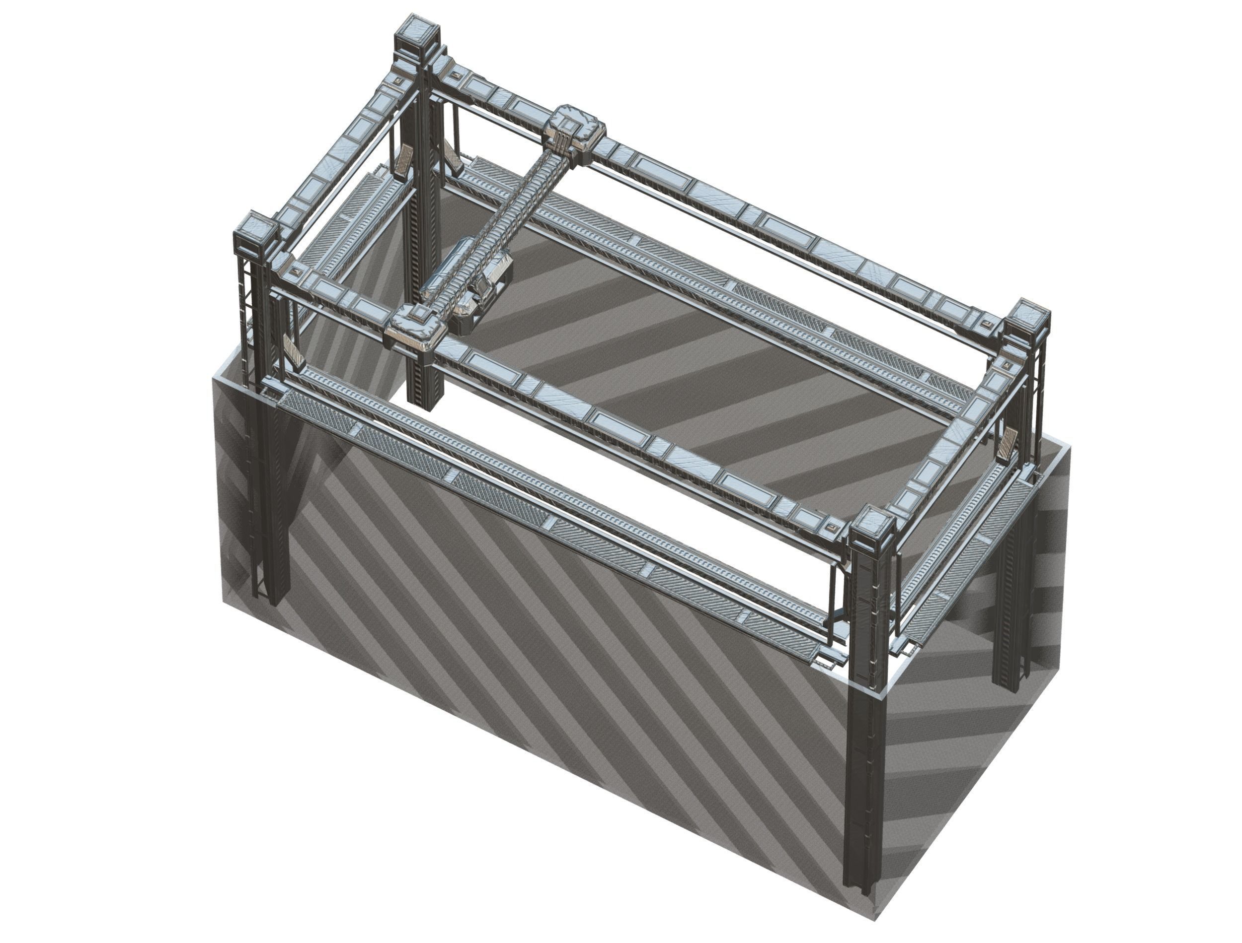 isometrical scaffolding 1x2 section Low-poly 3D model_16