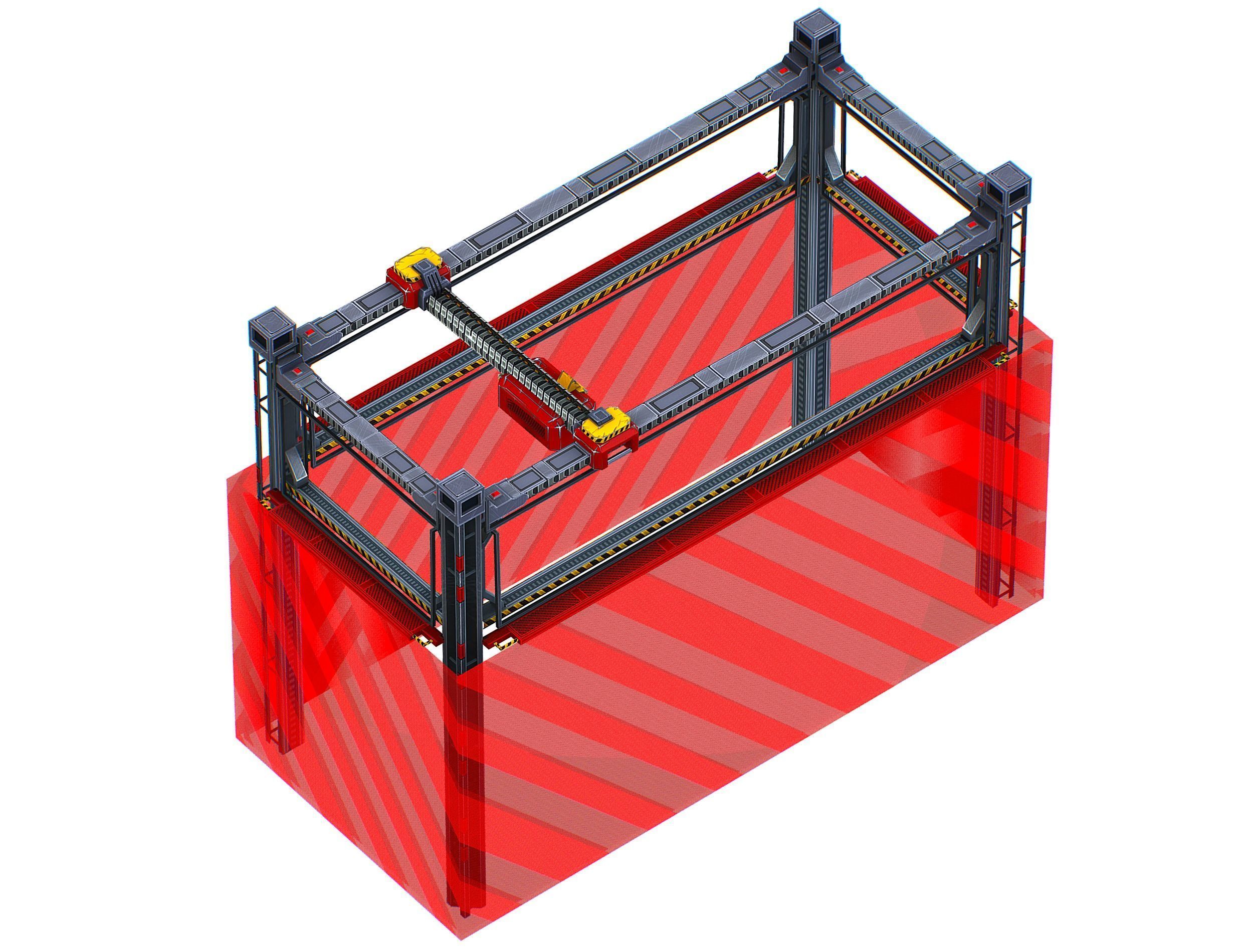 isometrical scaffolding 1x2 section Low-poly 3D model_3