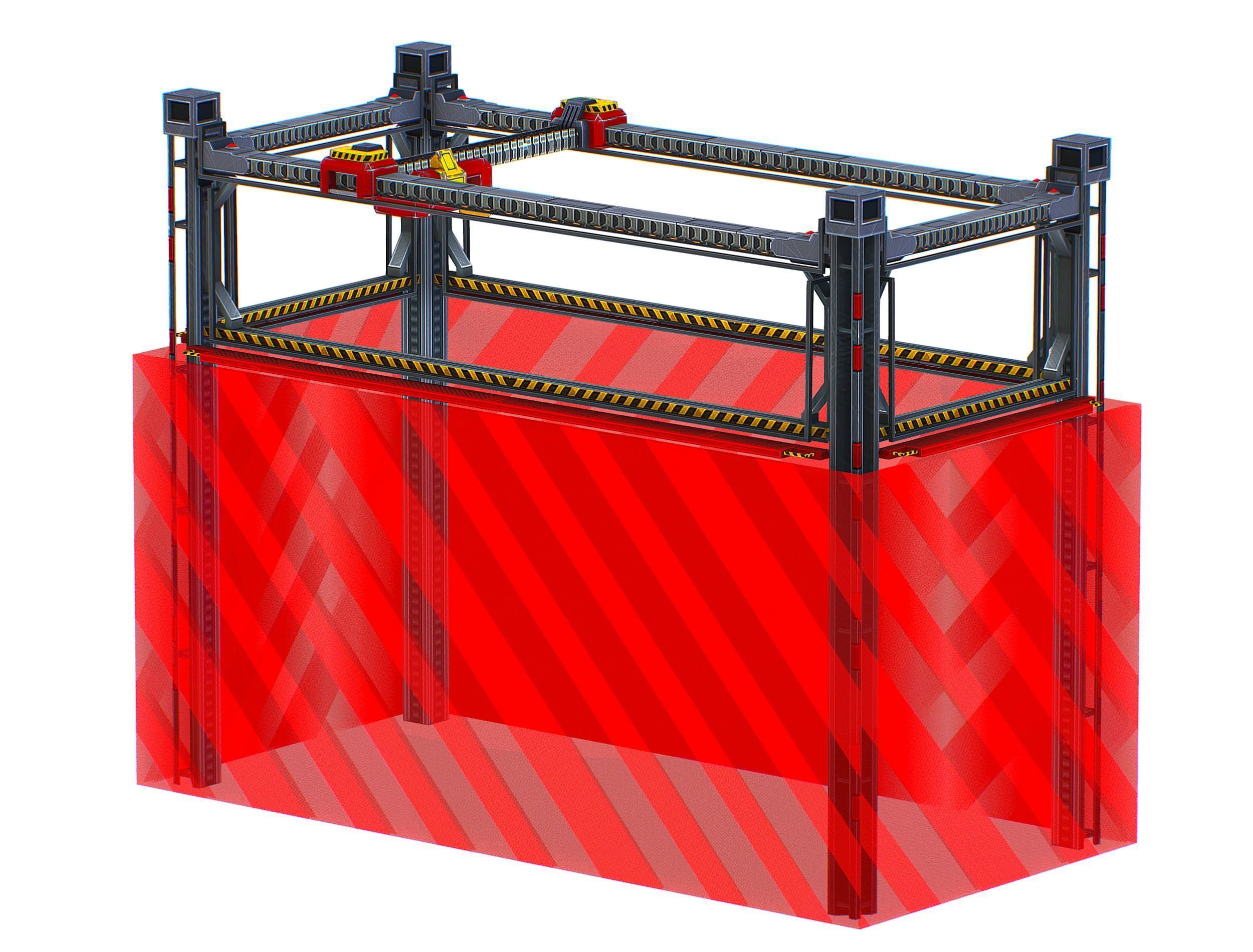 isometrical scaffolding 1x2 section Low-poly 3D model_12