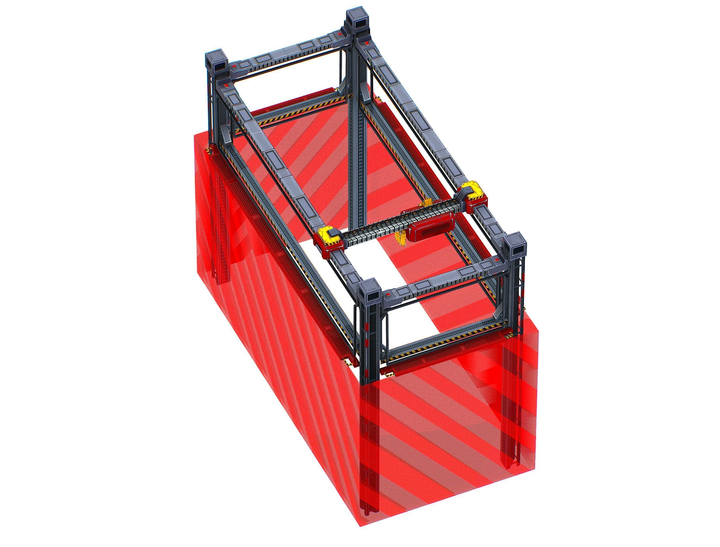 isometrical scaffolding 1x2 section Low-poly 3D model_6