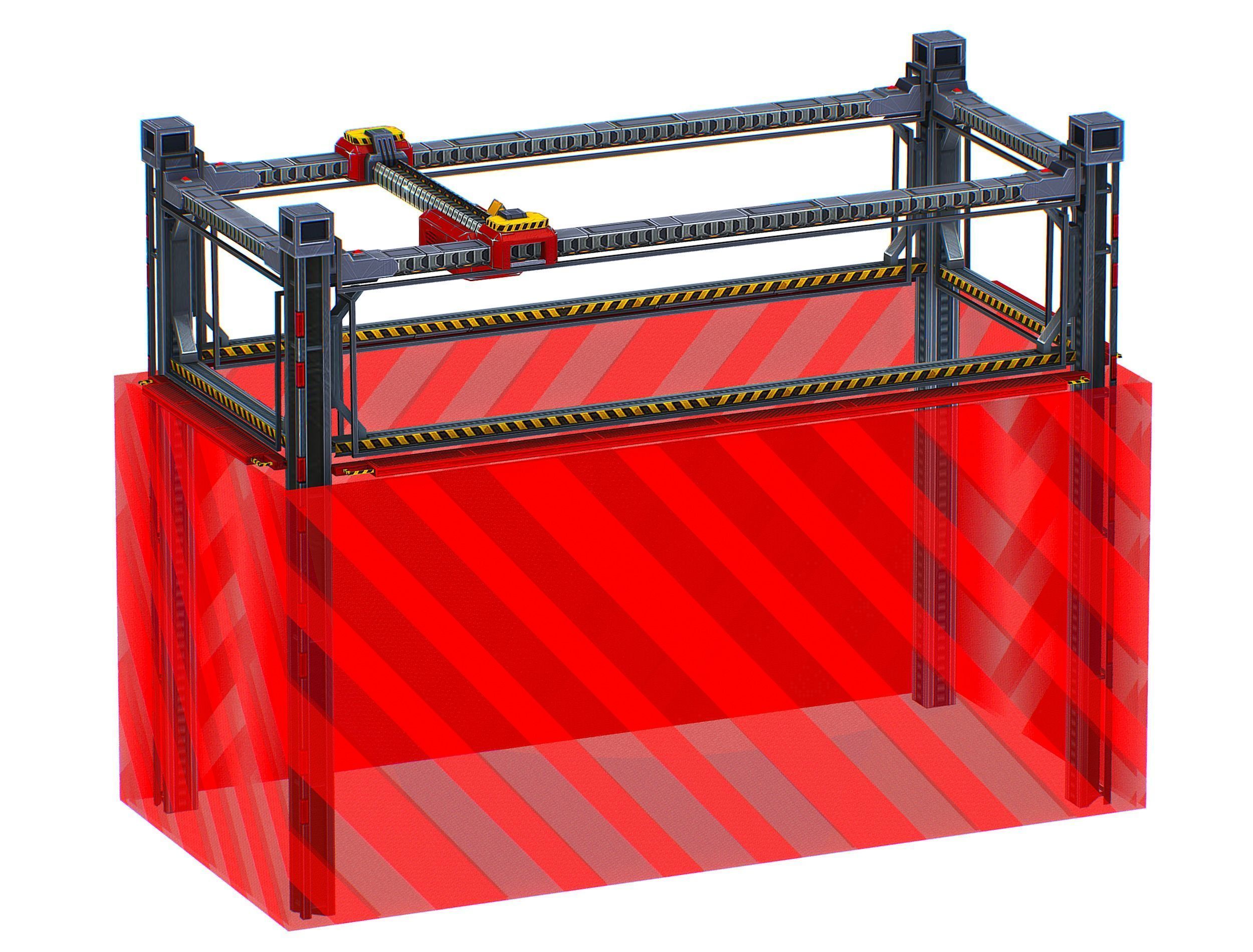 isometrical scaffolding 1x2 section Low-poly 3D model_13
