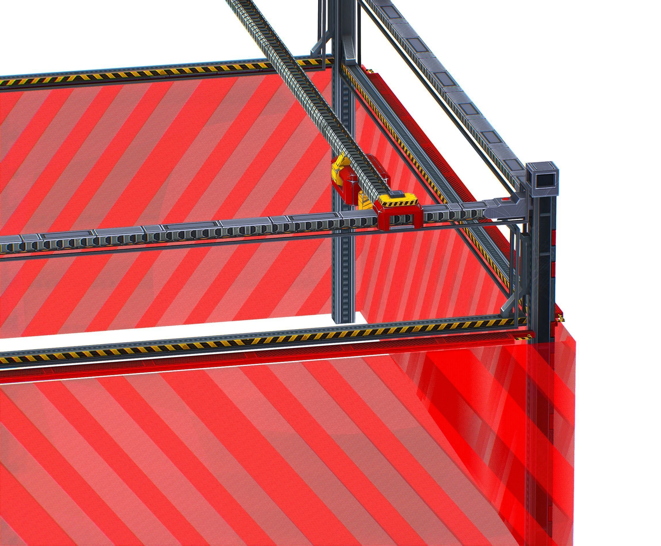 isometrical scaffolding 2x2 section Low-poly 3D model_9