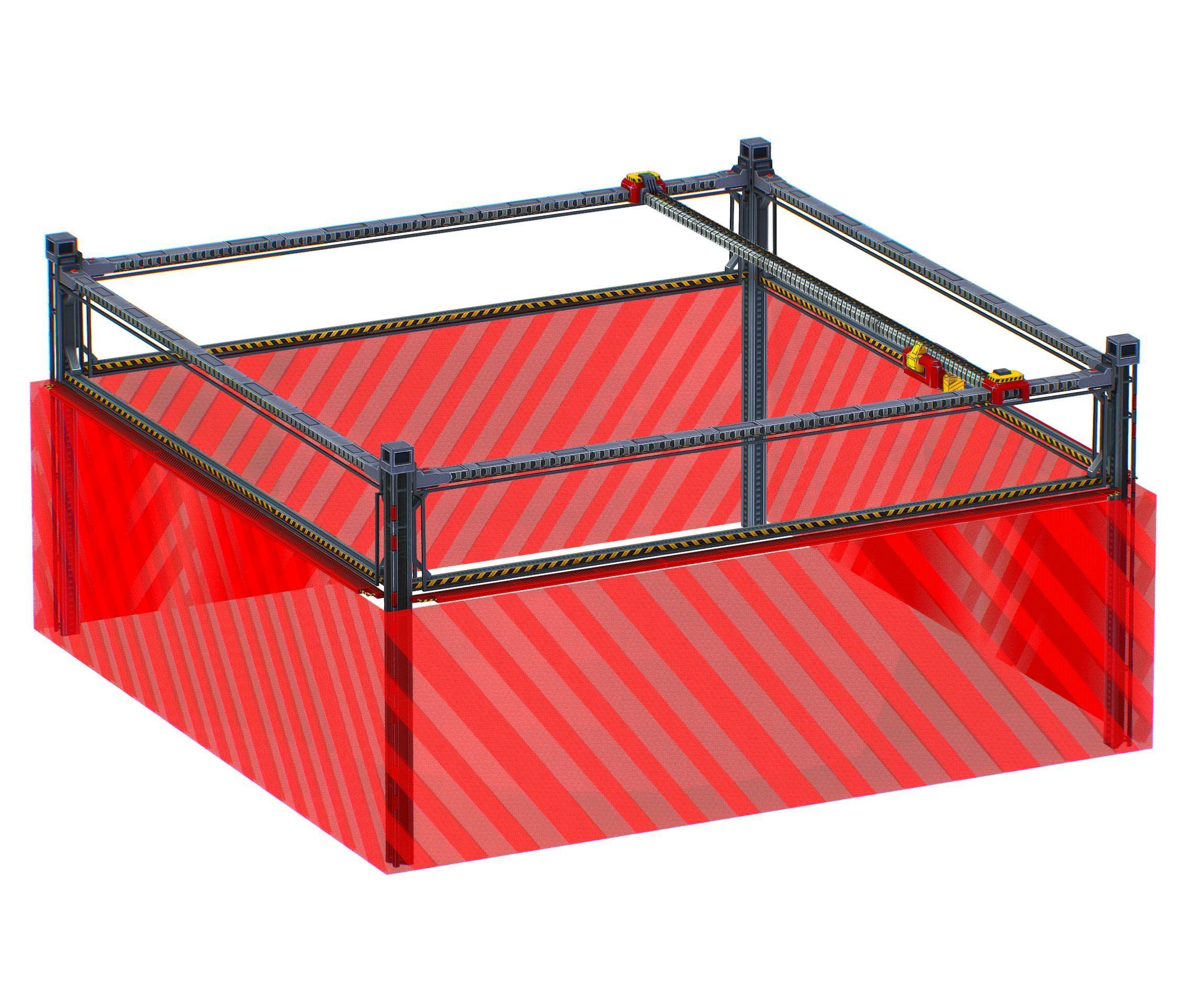 isometrical scaffolding 2x2 section Low-poly 3D model_3