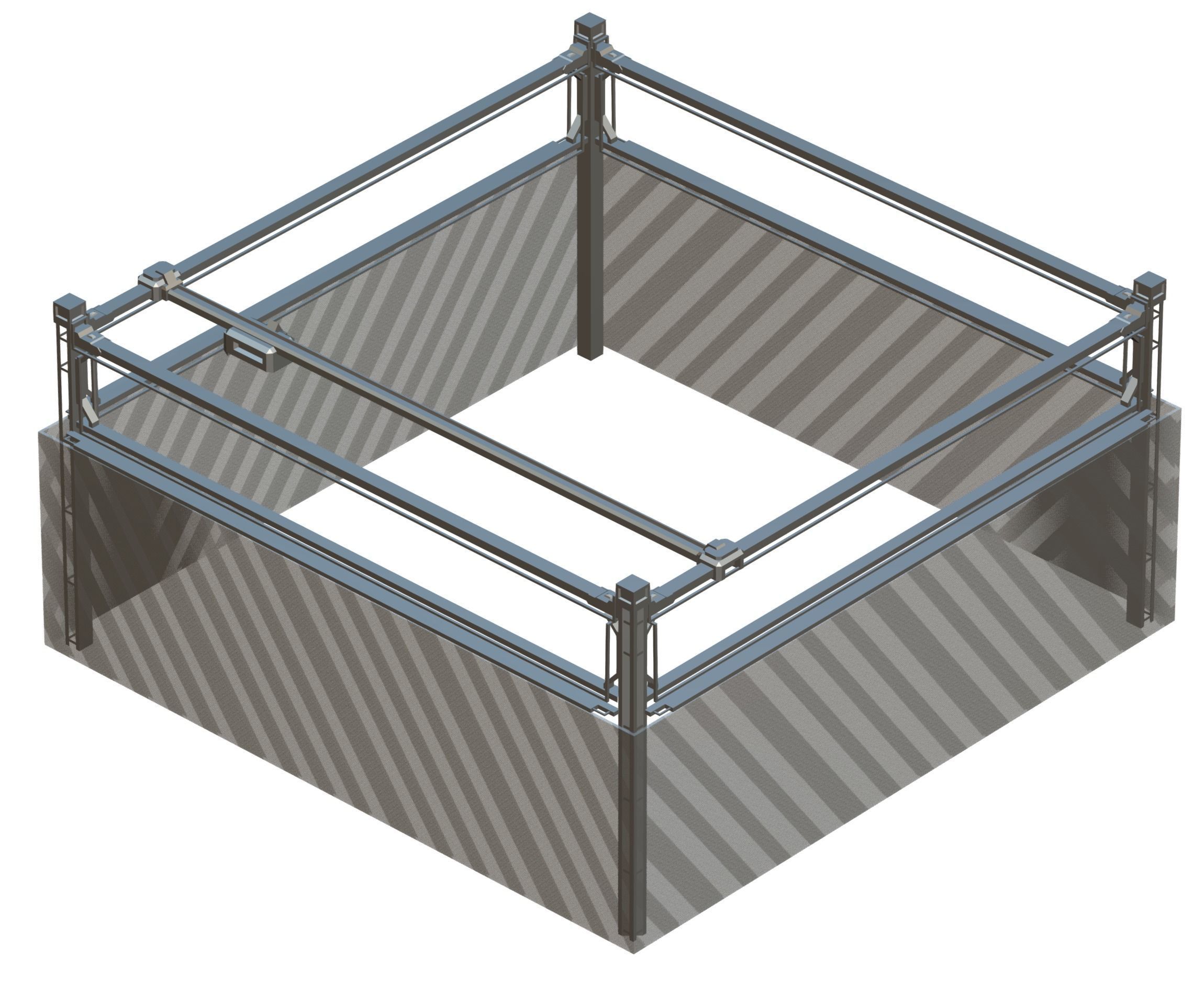 isometrical scaffolding 2x2 section Low-poly 3D model_18