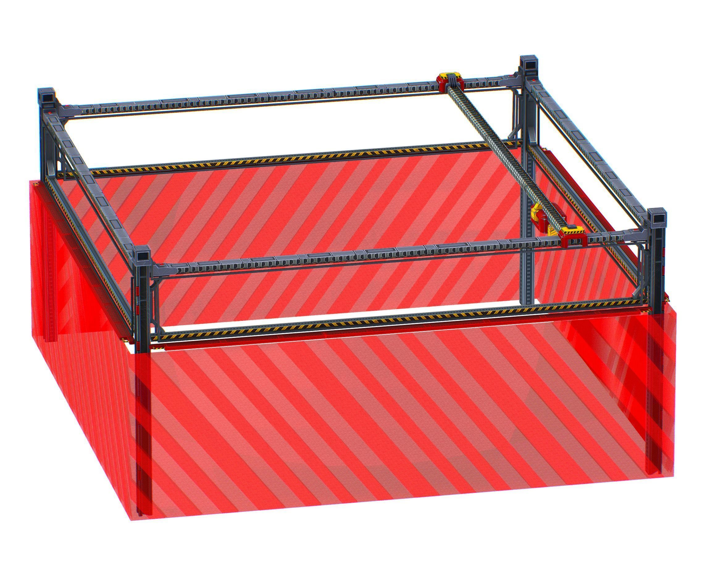 isometrical scaffolding 2x2 section Low-poly 3D model_2