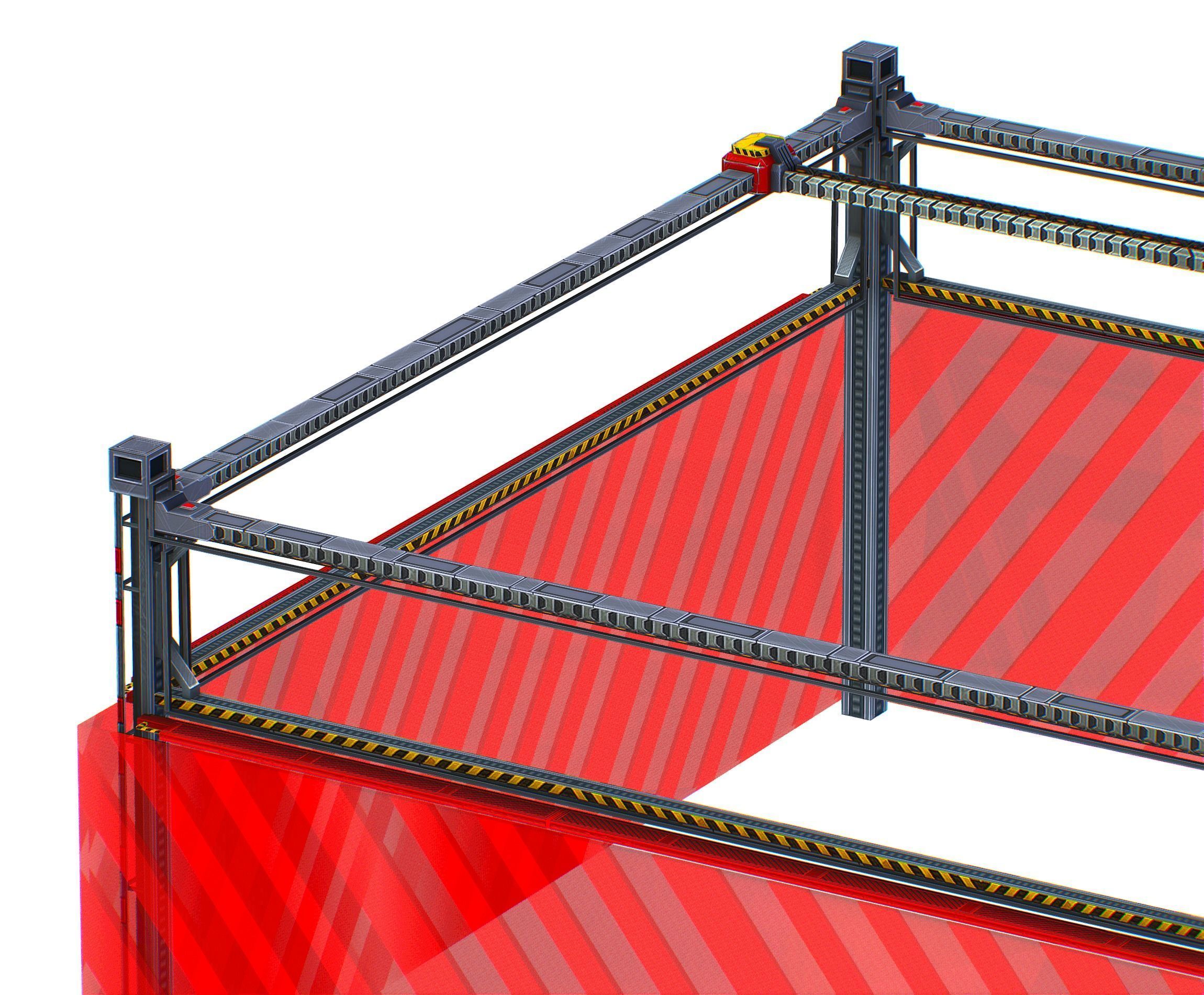 isometrical scaffolding 2x2 section Low-poly 3D model_8