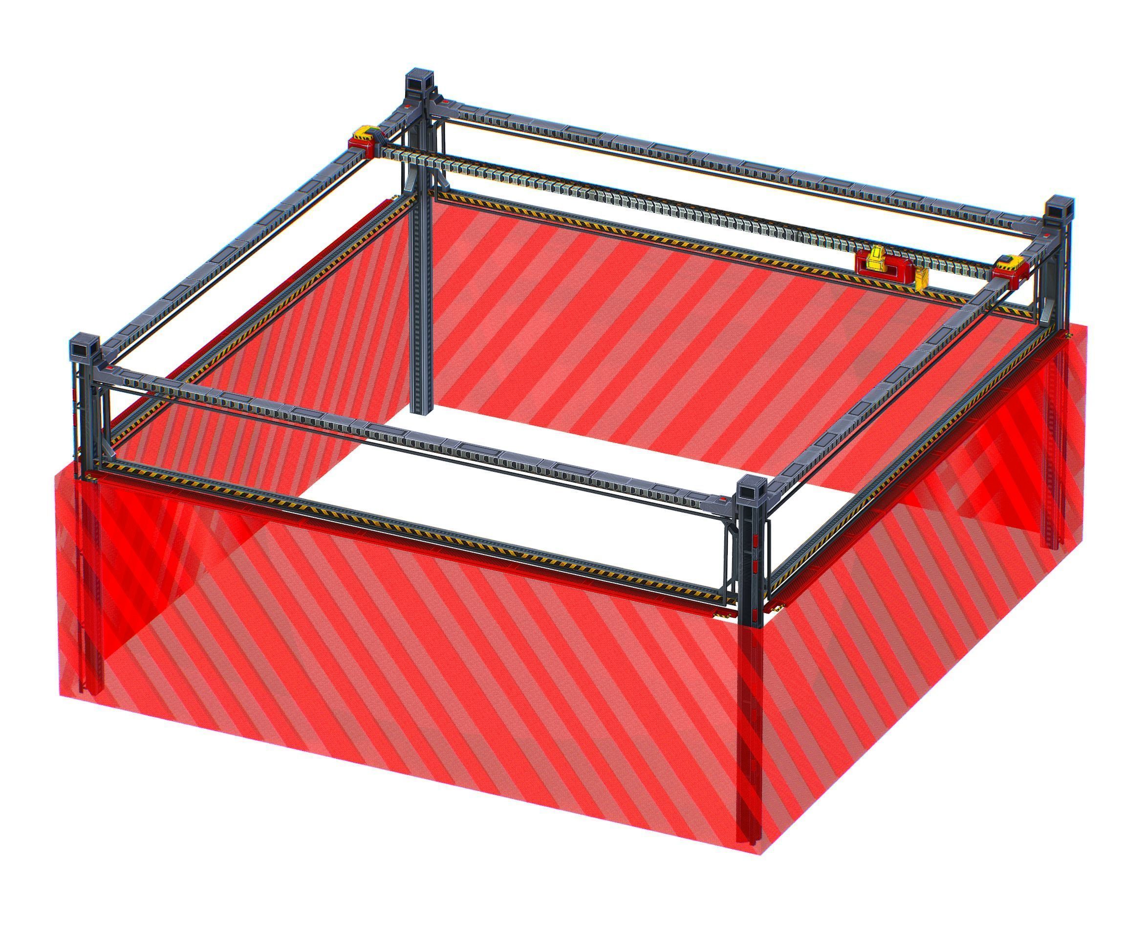 isometrical scaffolding 2x2 section Low-poly 3D model_4