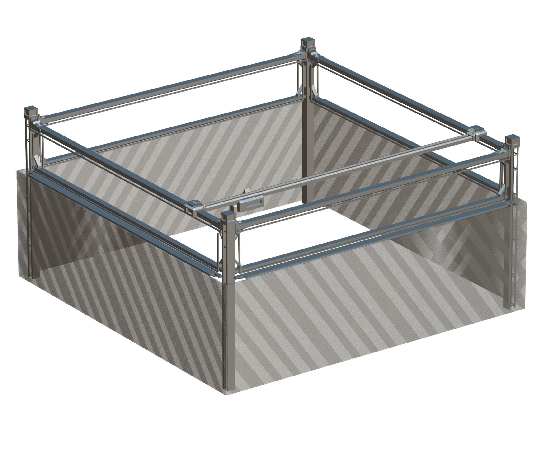 isometrical scaffolding 2x2 section Low-poly 3D model_12