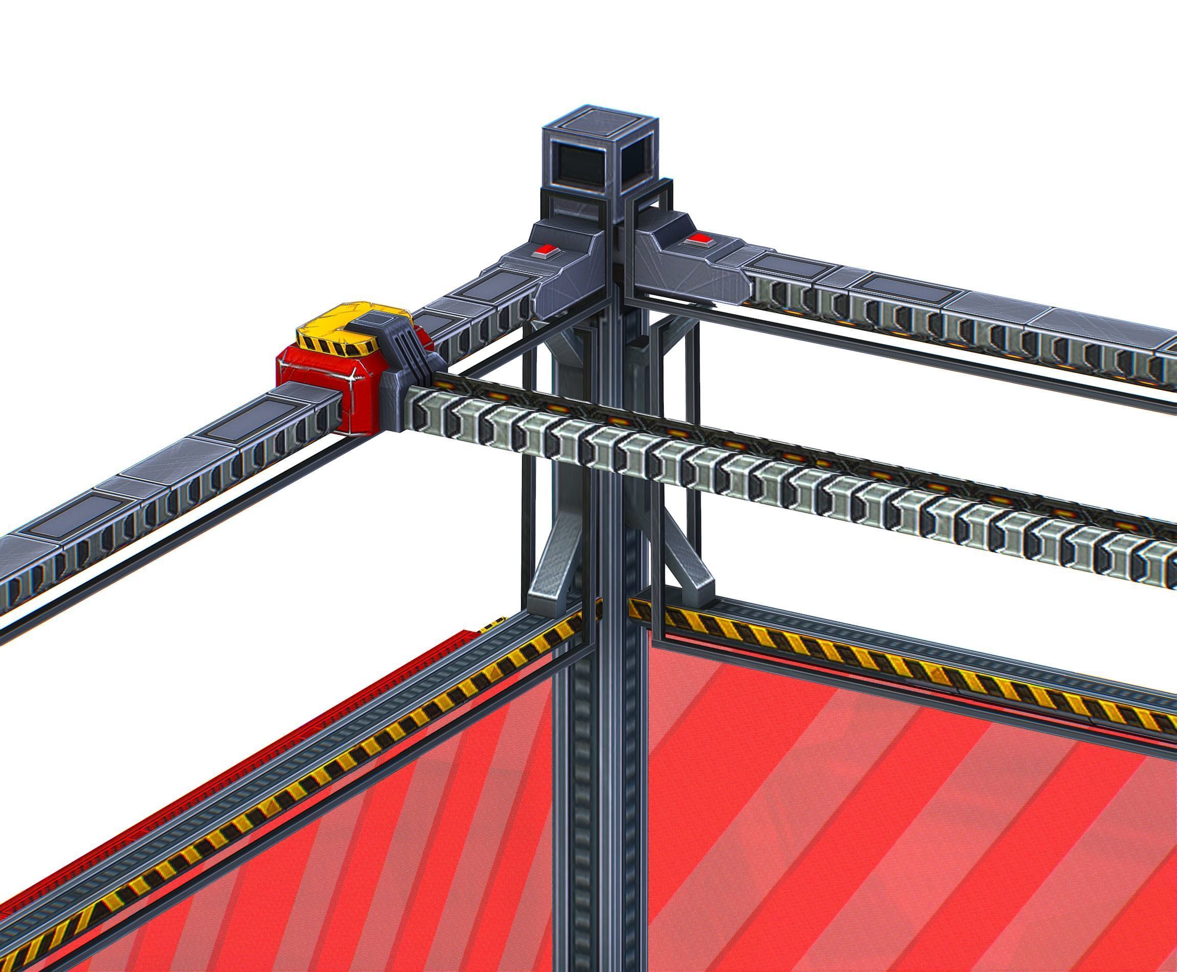 isometrical scaffolding 2x2 section Low-poly 3D model_6