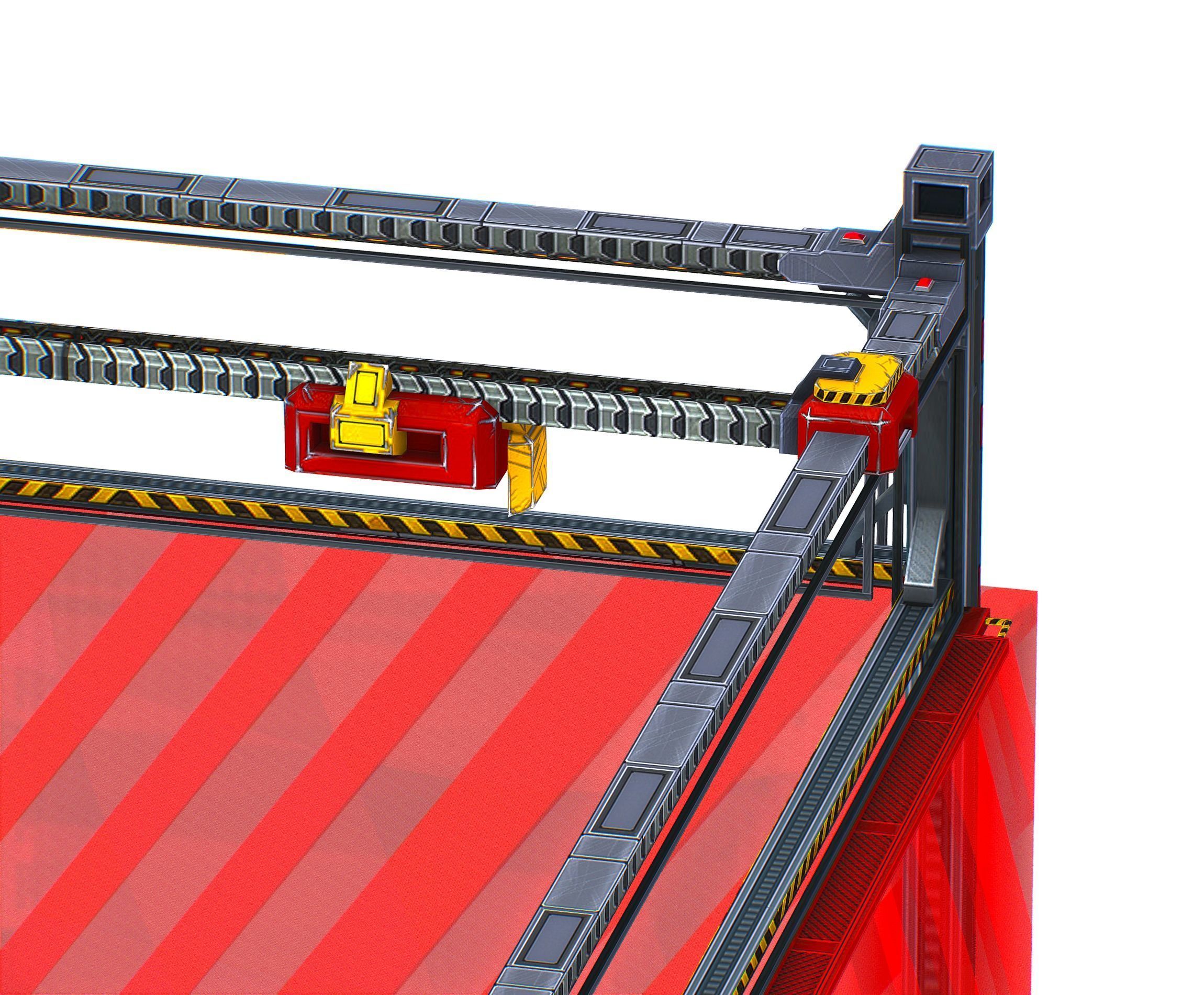 isometrical scaffolding 2x2 section Low-poly 3D model_7