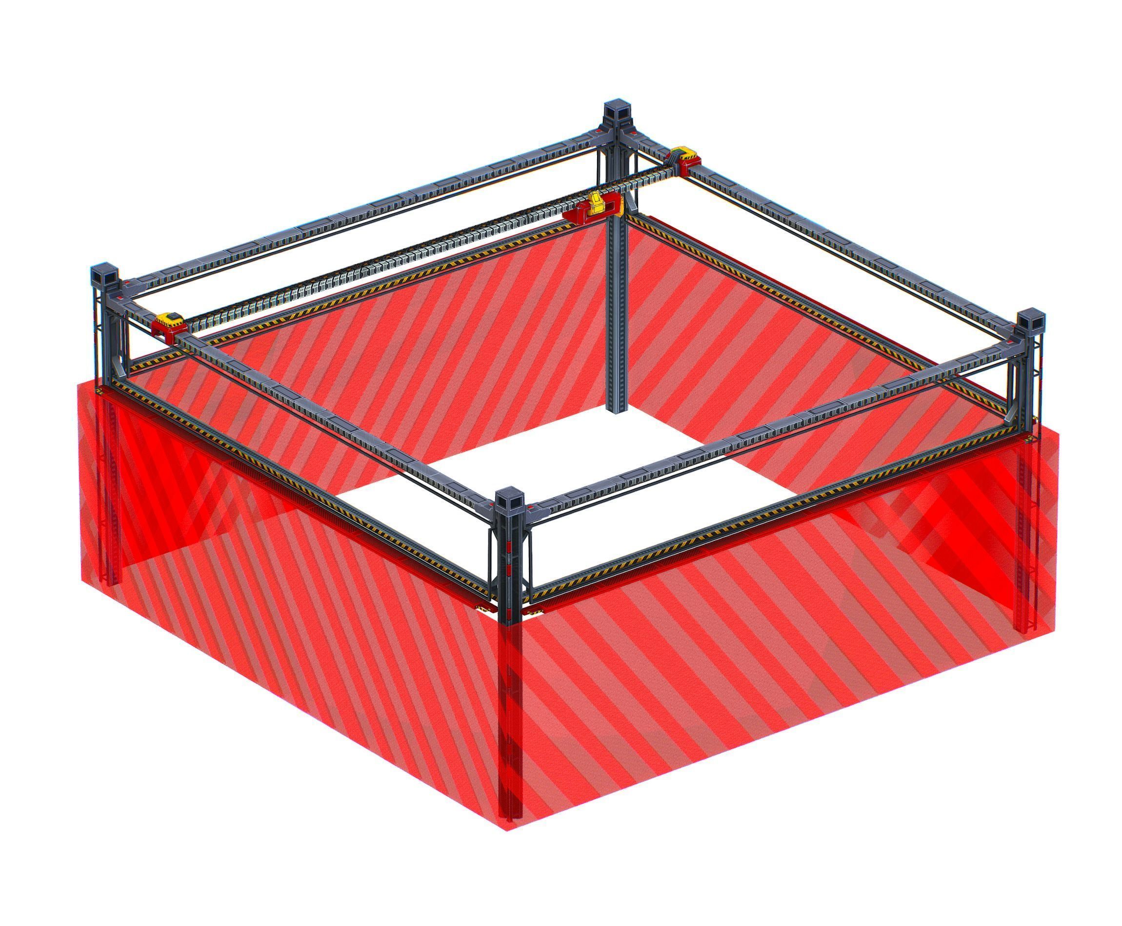 isometrical scaffolding 2x2 section Low-poly 3D model_1
